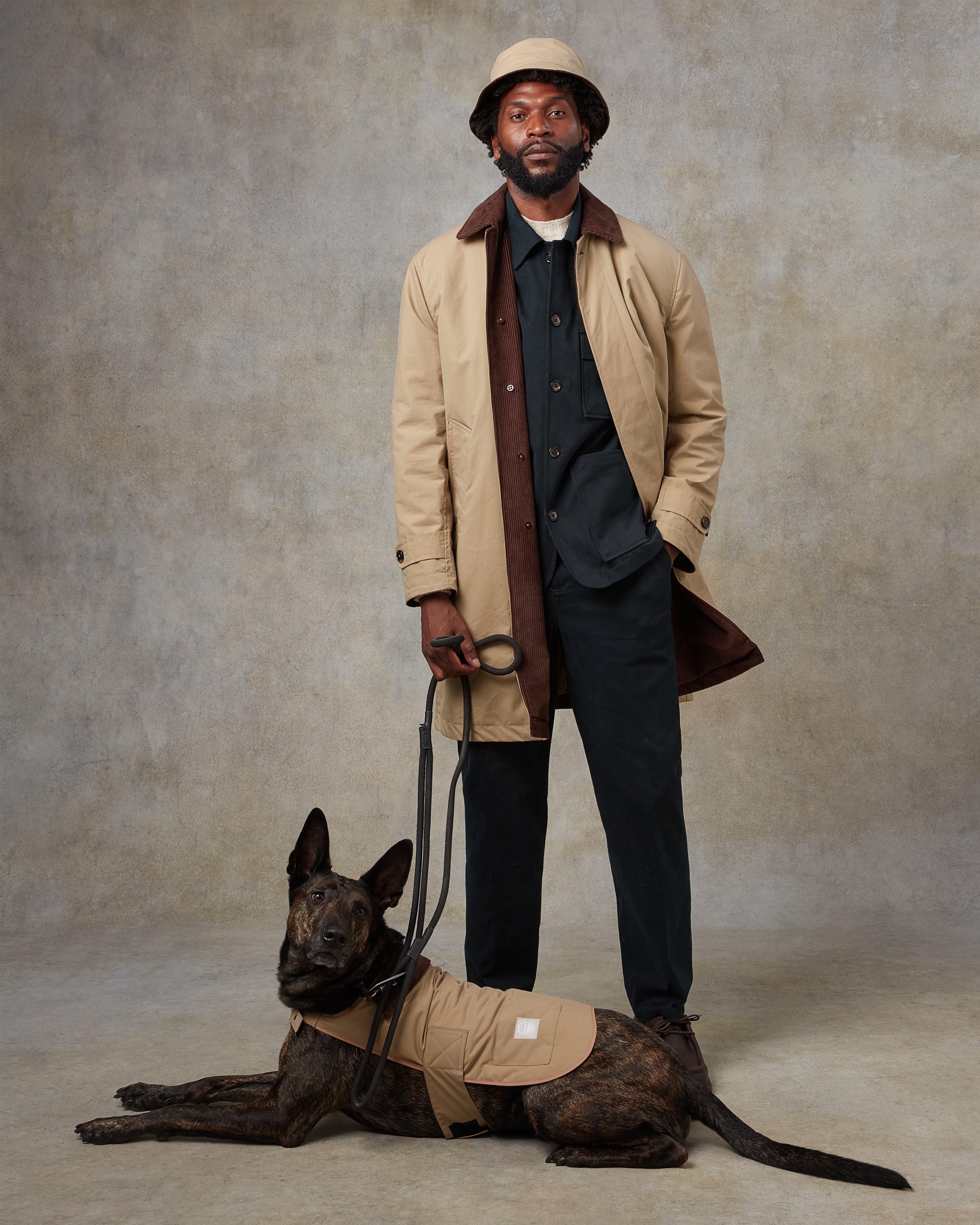 Batch LDN Men's and Dog's Beige Waxed Canvas Overcoat
