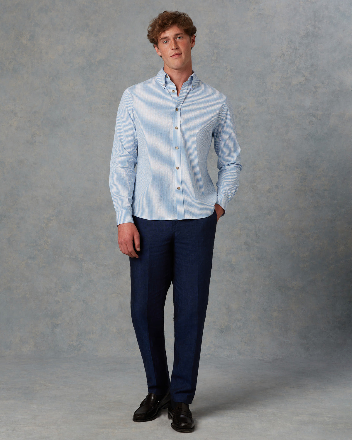 Batch LDN Men's Blue Seersucker Shirt