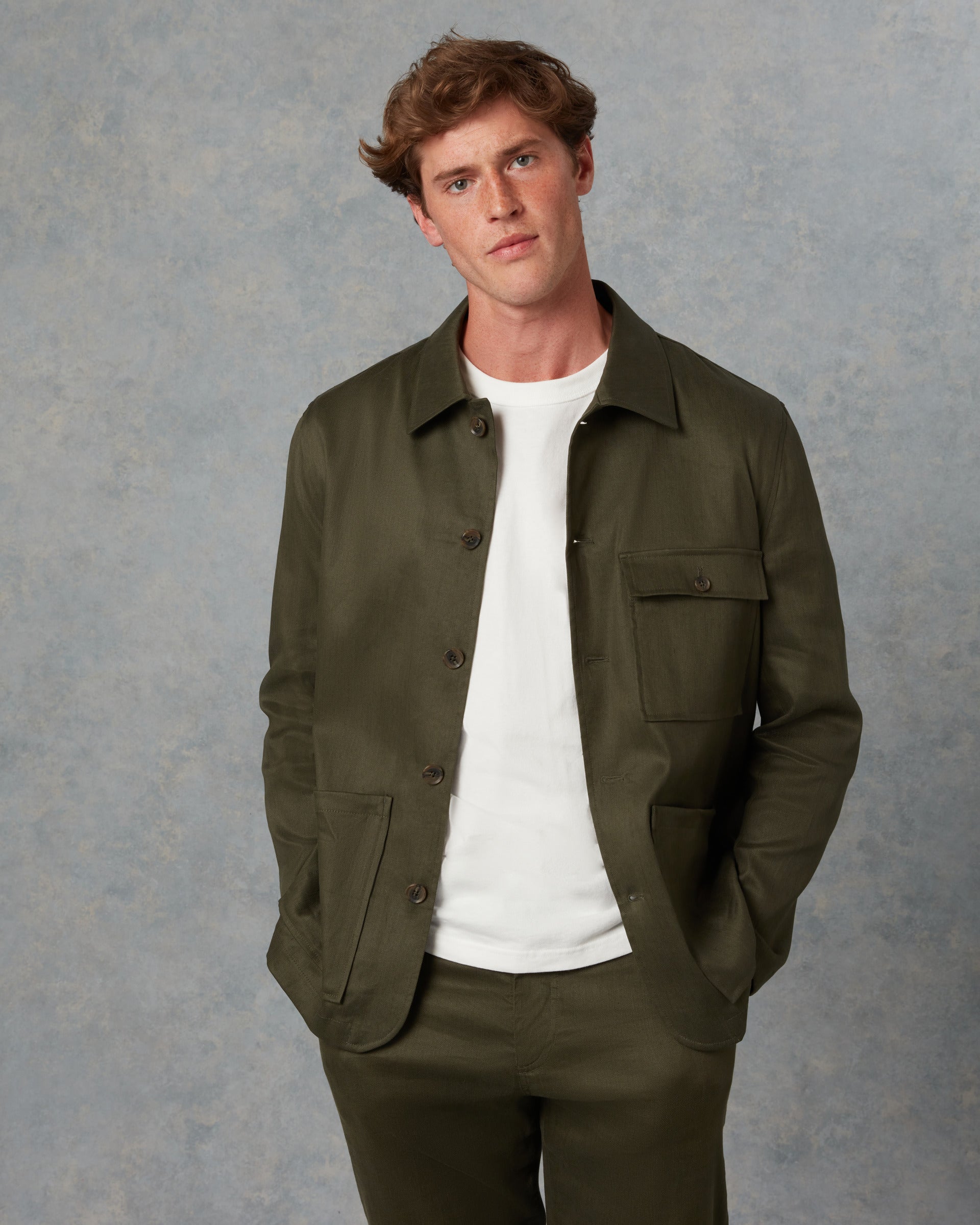 Batch LDN Men's Bottle Green Linen Jacket