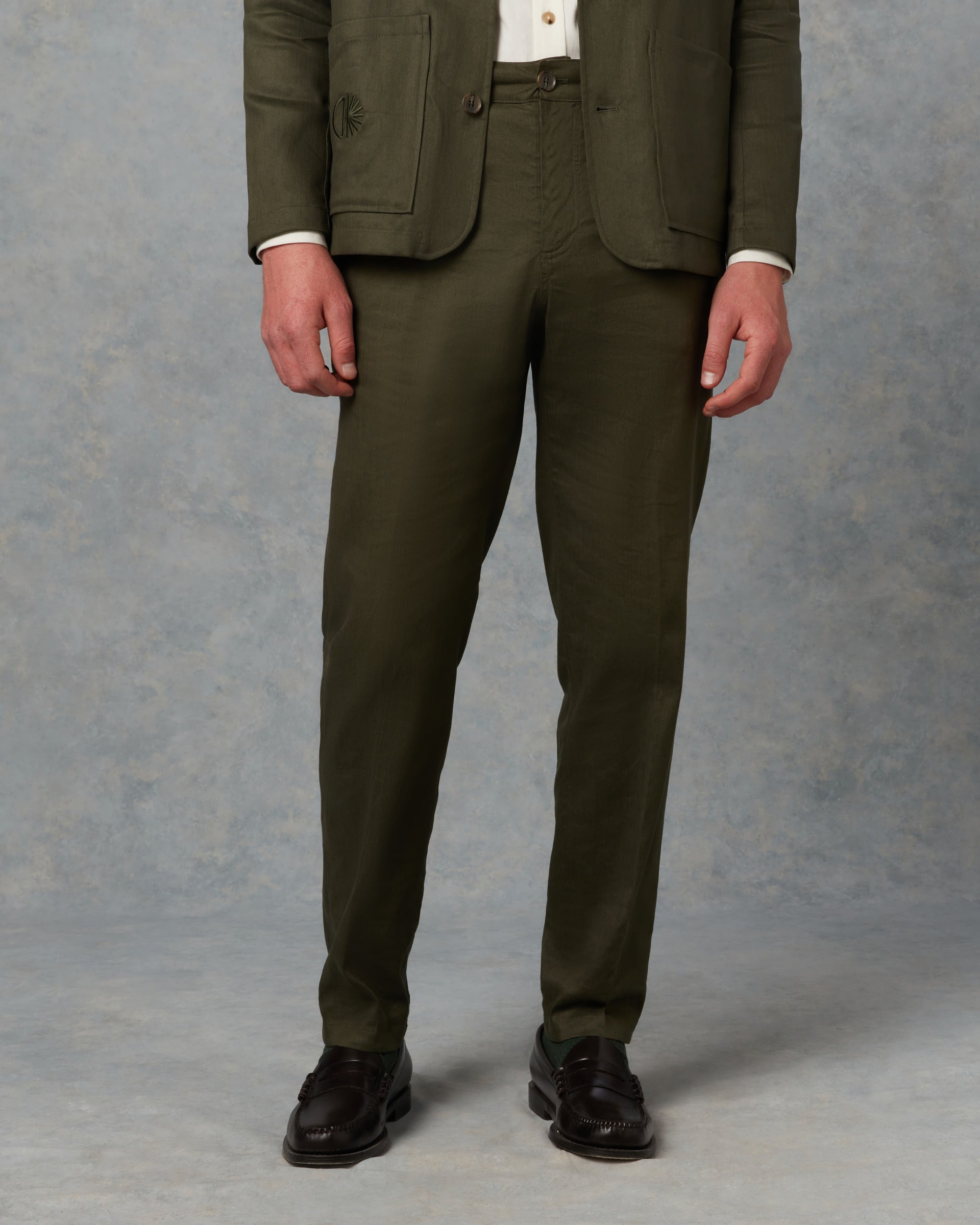 Batch LDN Men's Bottle Green Linen Trousers