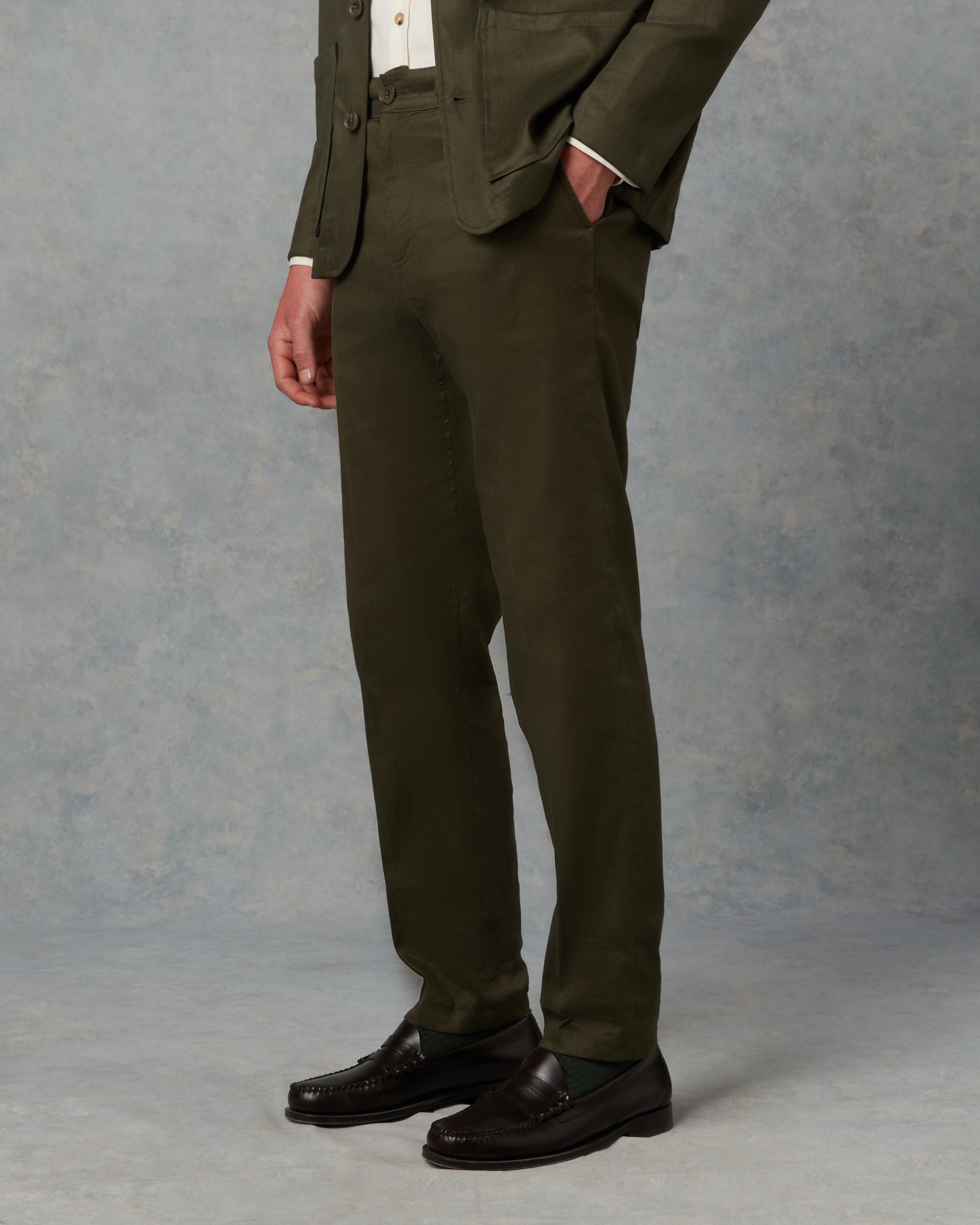 Batch LDN Men's Bottle Green Linen Trousers