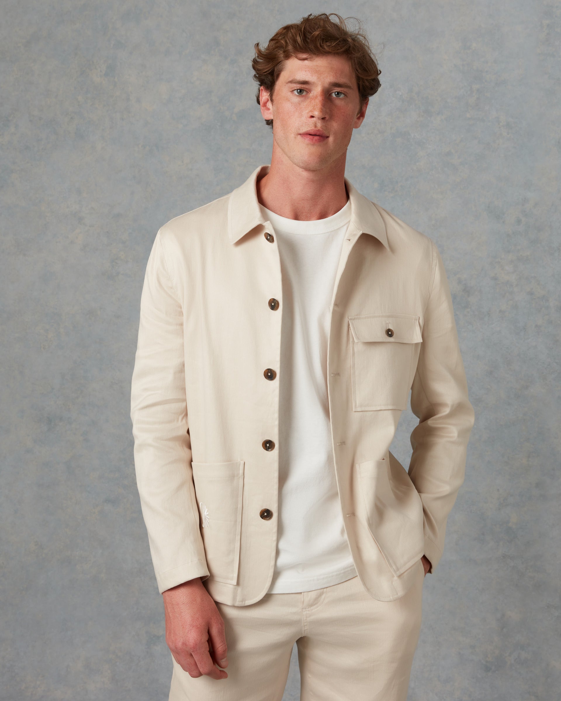 Batch LDN Men's Cream Wool Herringbone Jacket