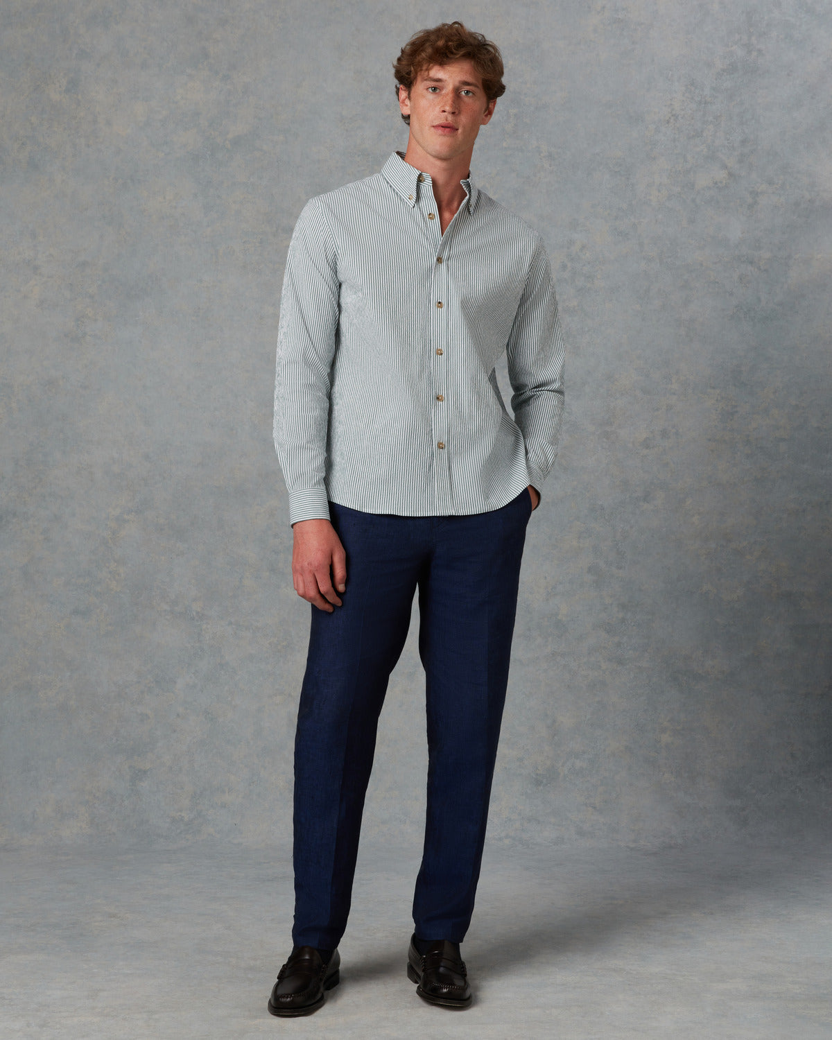 Batch LDN Men's Green Seersucker Shirt
