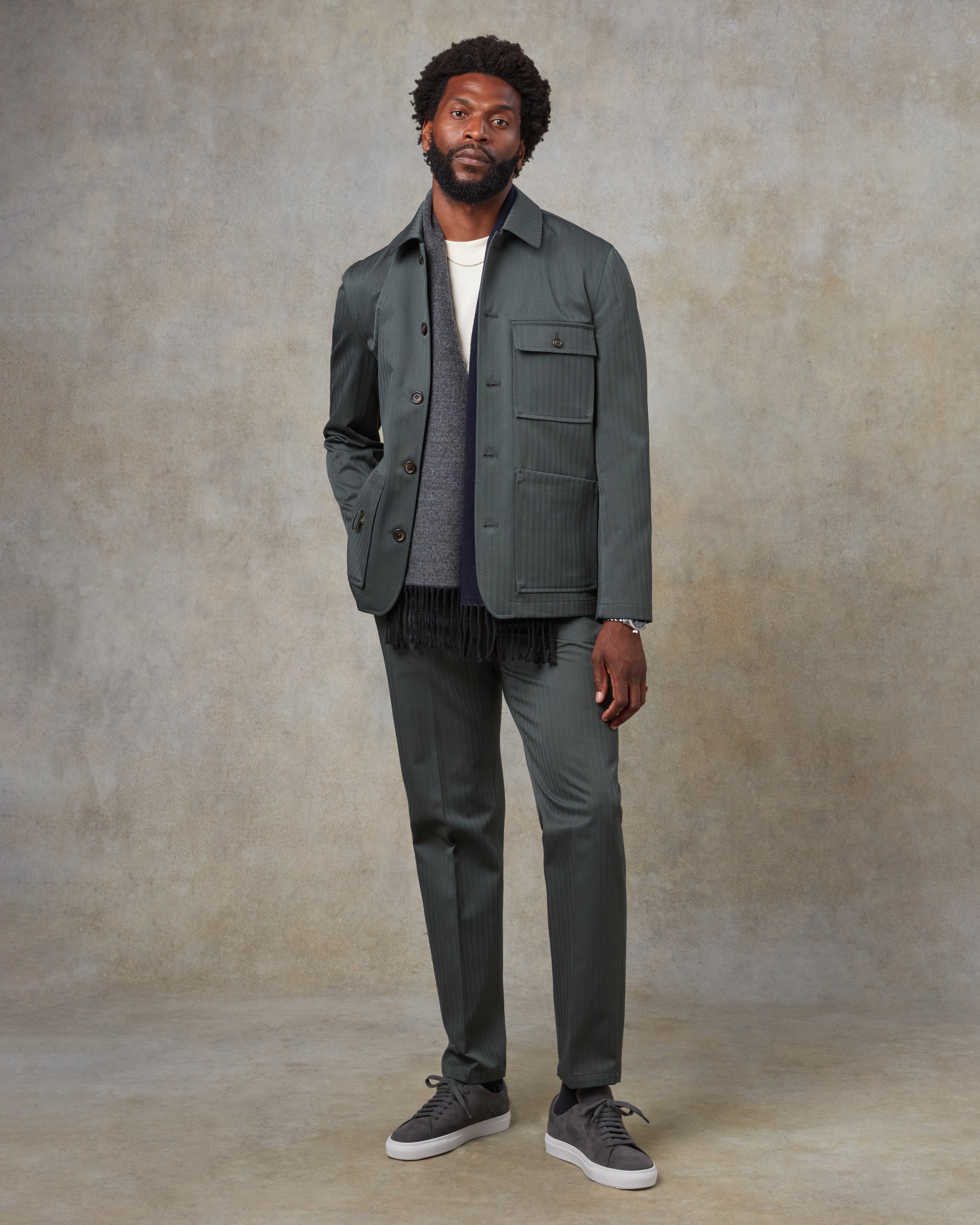 Batch LDN Men's Green Wool Herringbone Suit