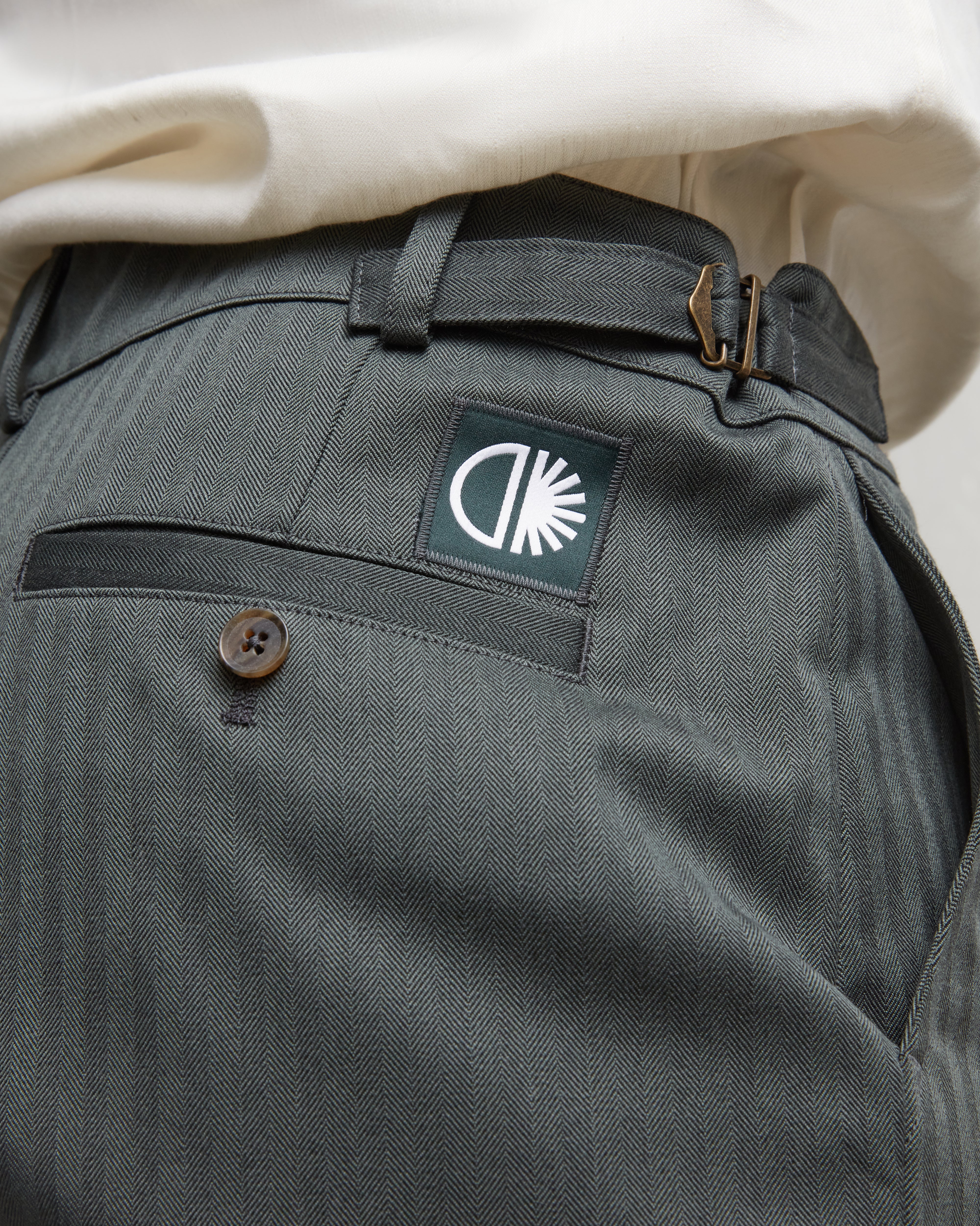 Batch LDN Men's Green Wool Herringbone Trousers