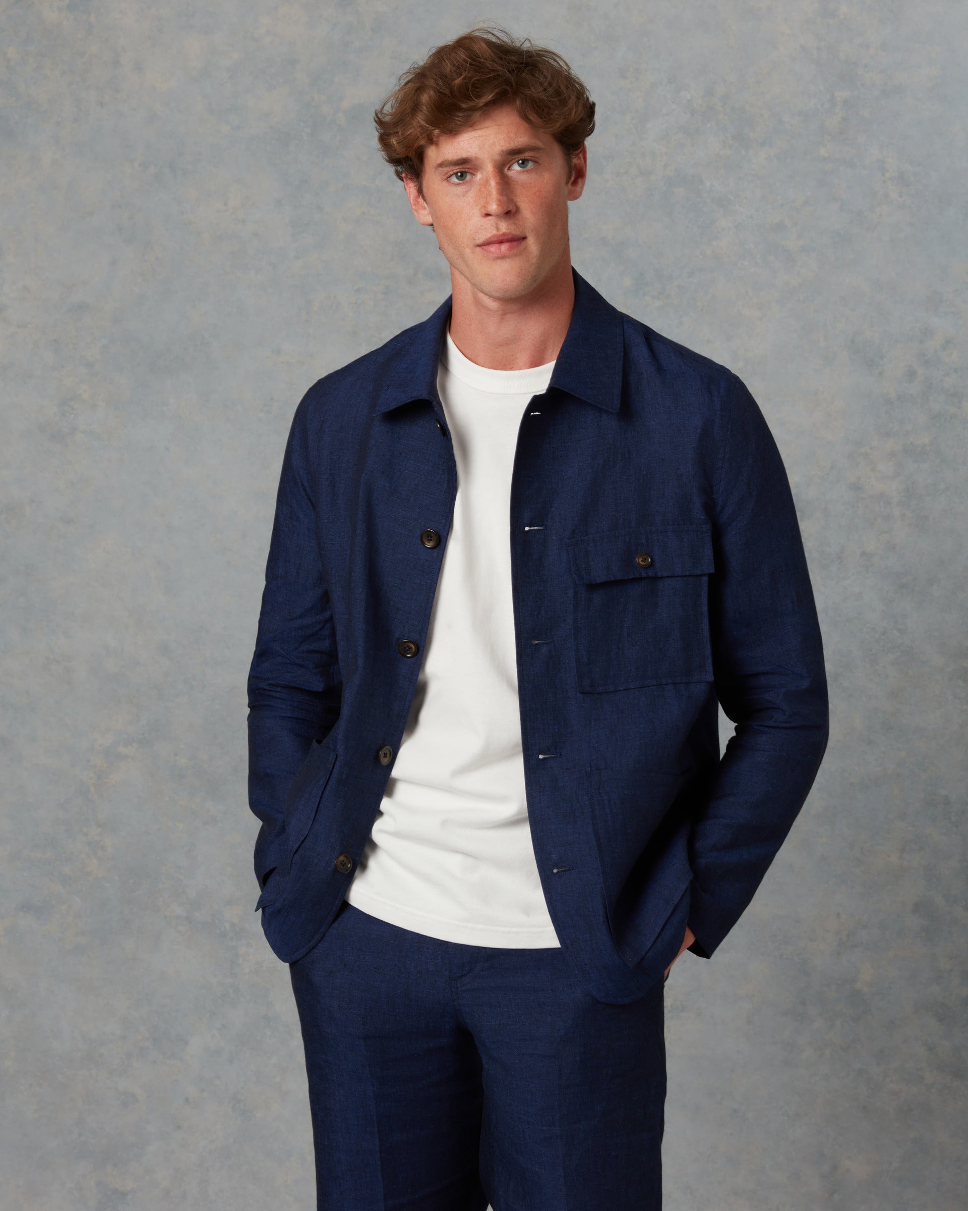Batch LDN Men's Navy Linen Jacket