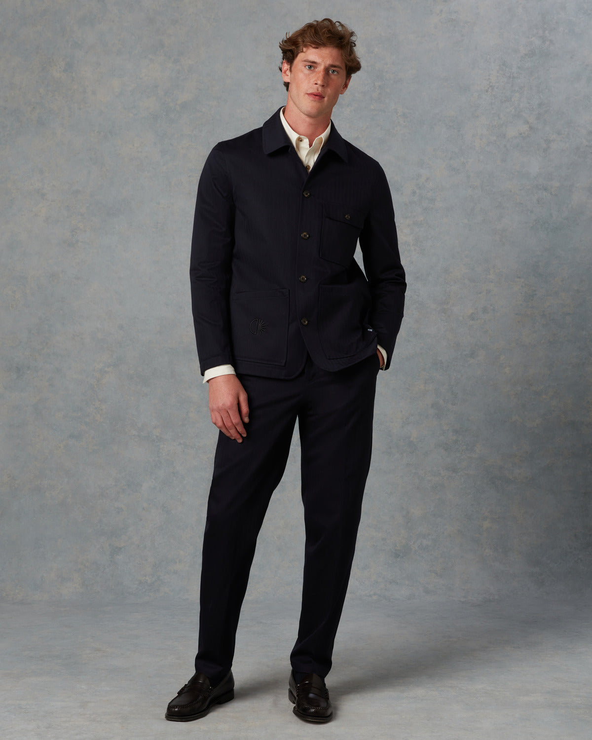 Batch LDN Men's Rich Navy Wool Herringbone Suit