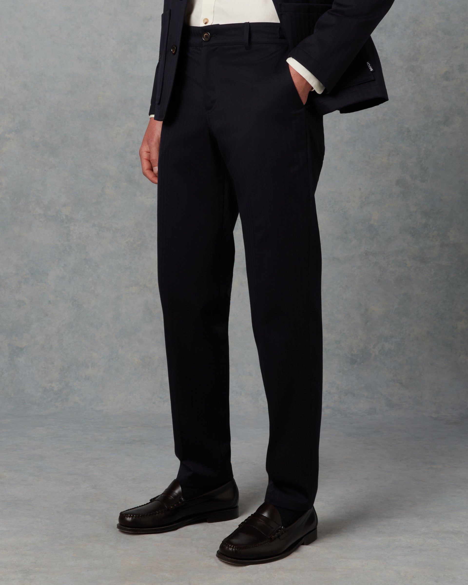 Batch LDN Men's Rich Navy Wool Herringbone Trousers