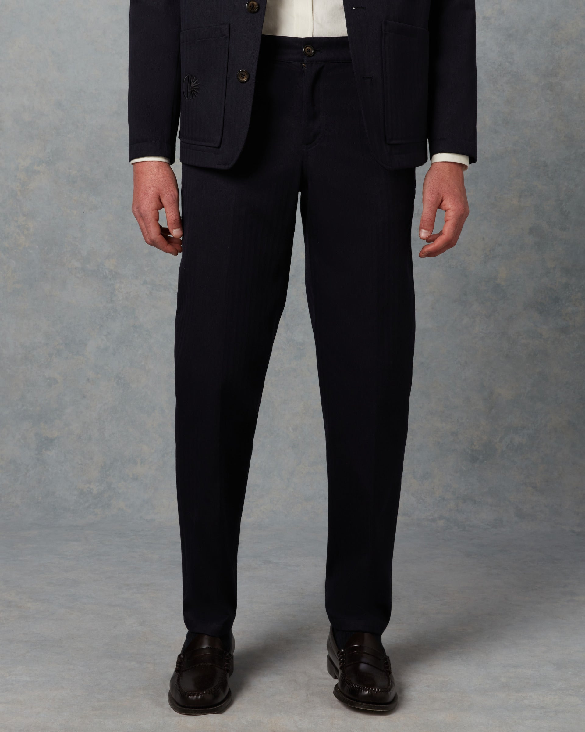 Batch LDN Men's Rich Navy Wool Herringbone Trousers
