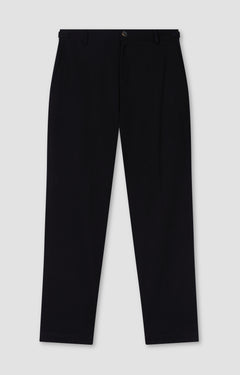 Black pants on a light gray background