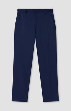 Navy blue pants on a light gray background
