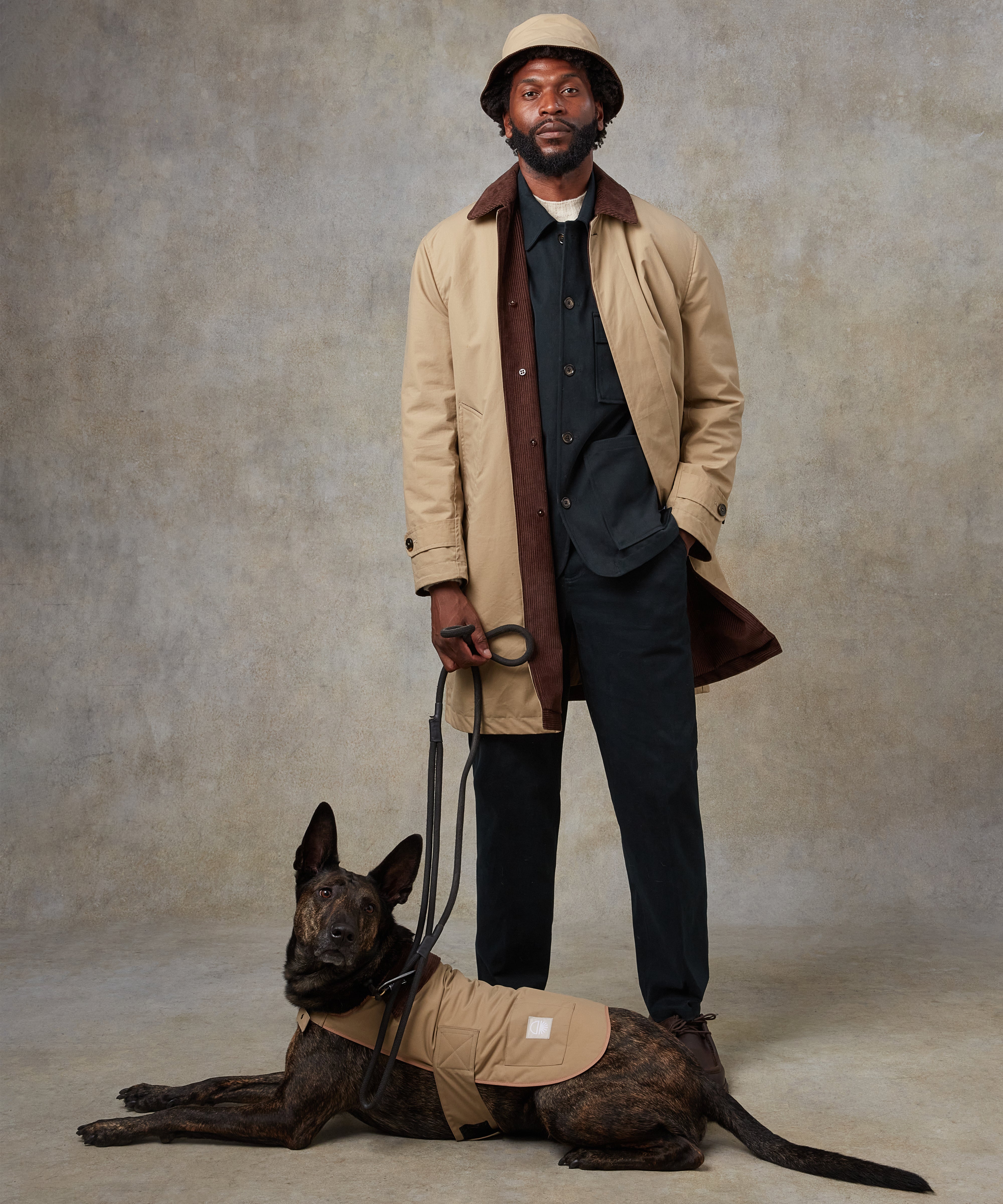 Batch LDN Men's and Dog's Beige Waxed Canvas Overcoat