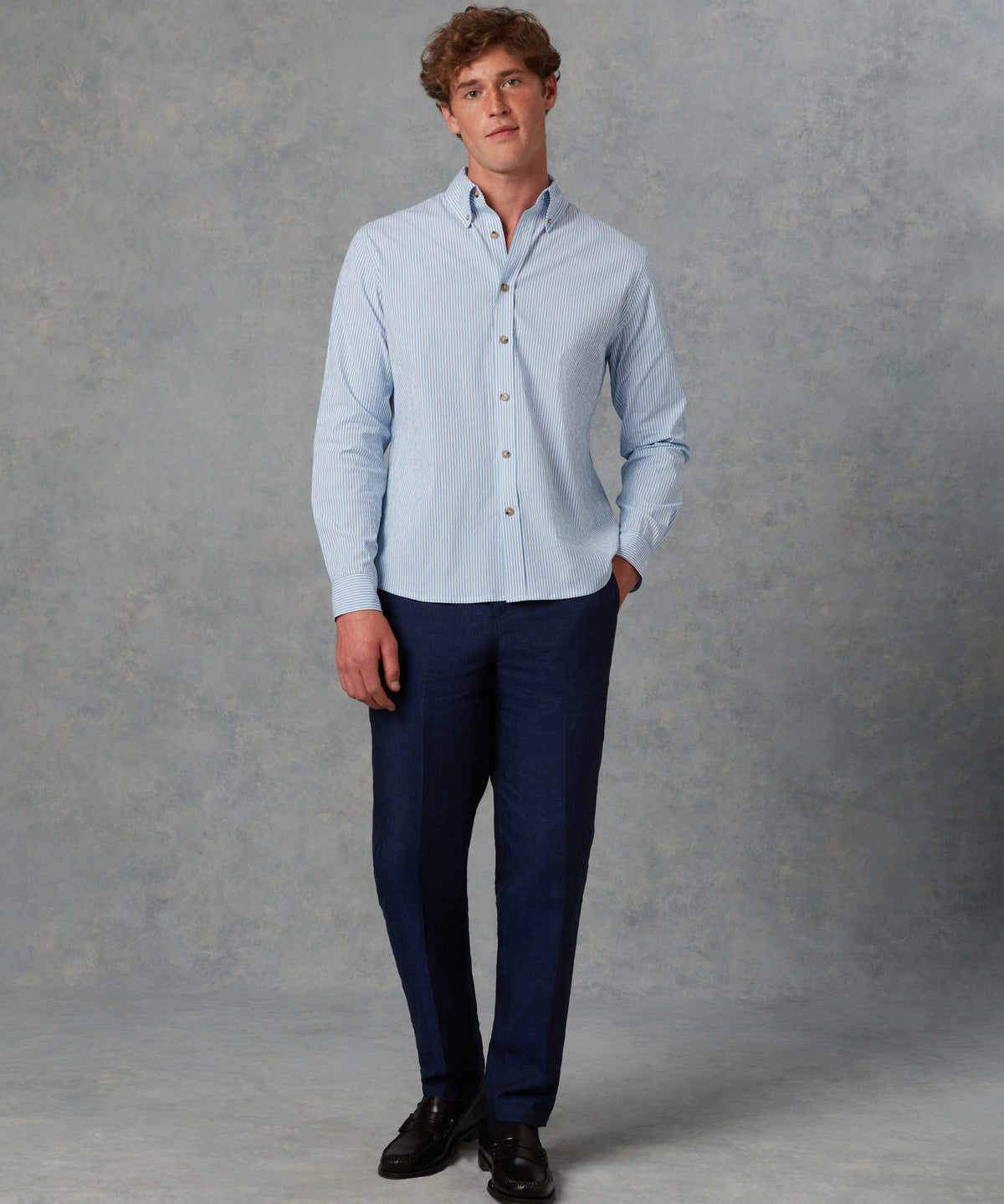 Batch LDN Men's Blue Seersucker Shirt