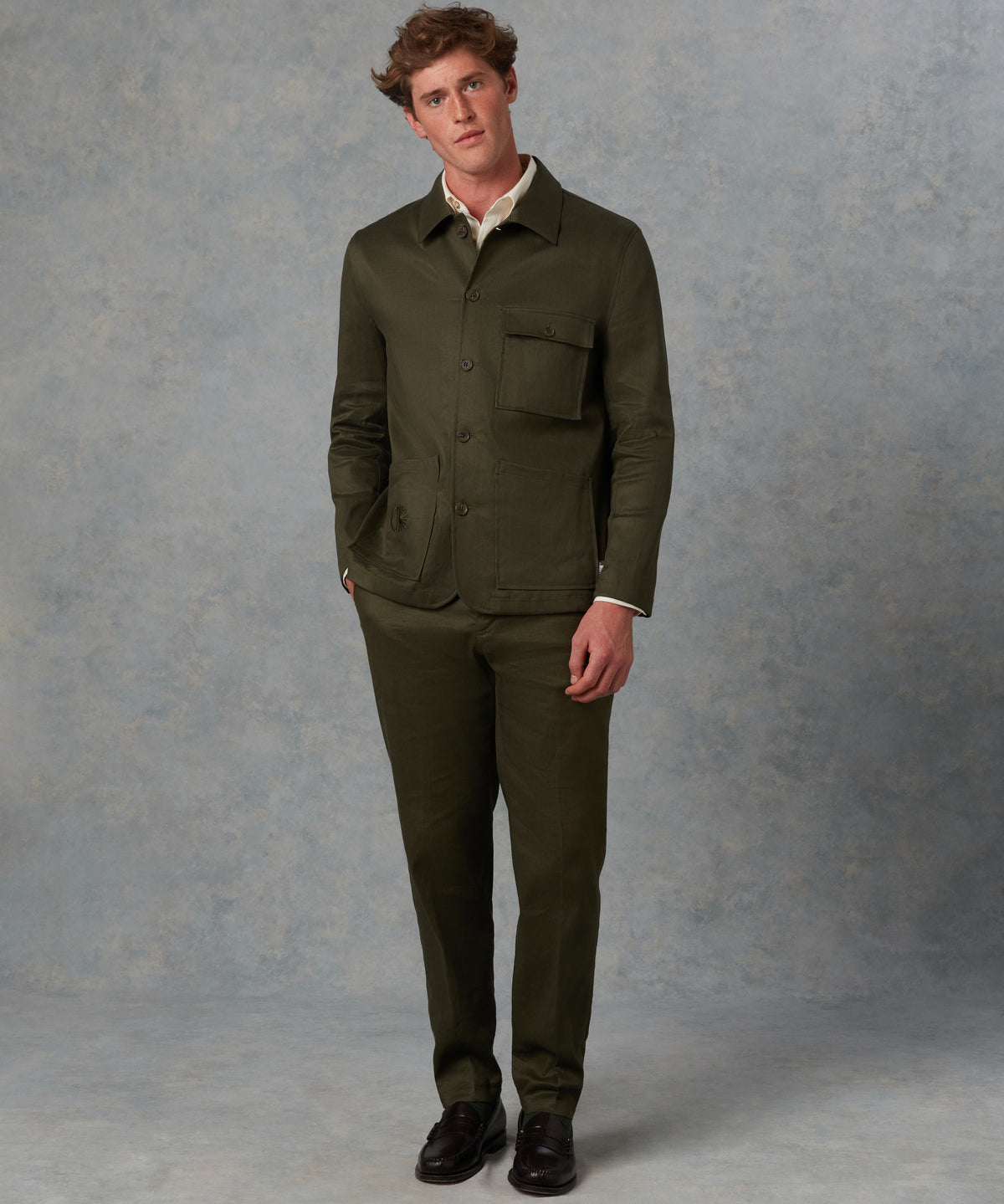 Batch LDN Men's Bottle Green Linen Suit