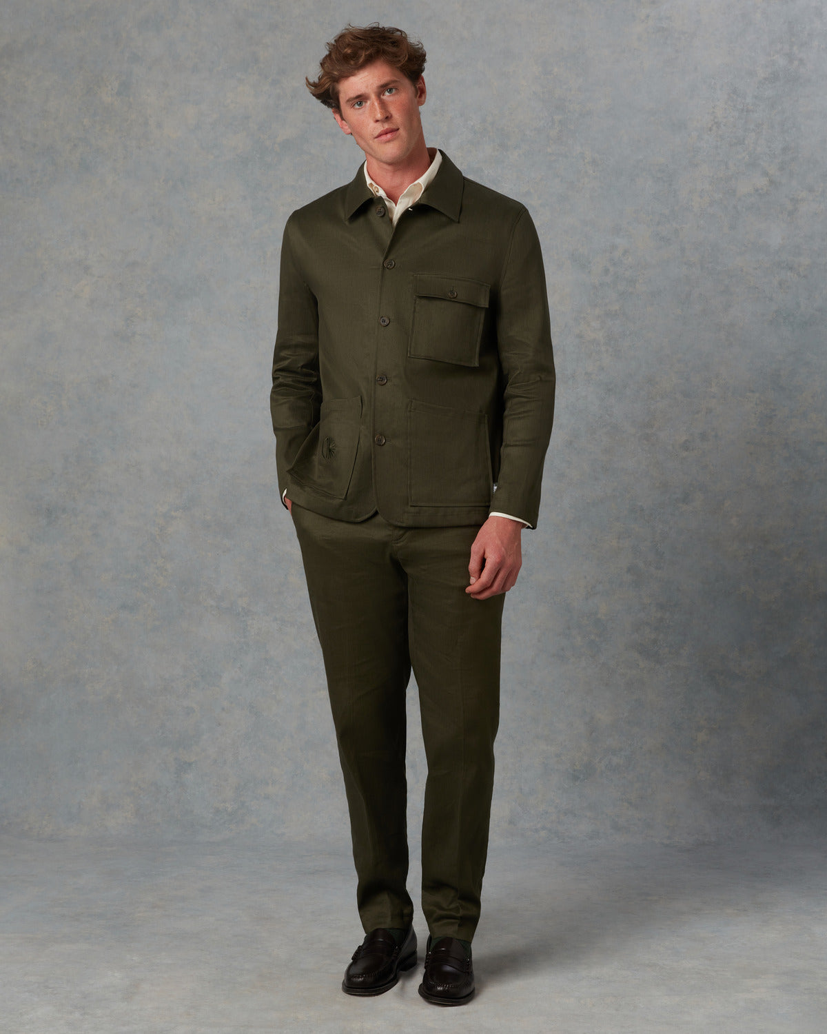 Batch LDN Men's Bottle Green Linen Suit