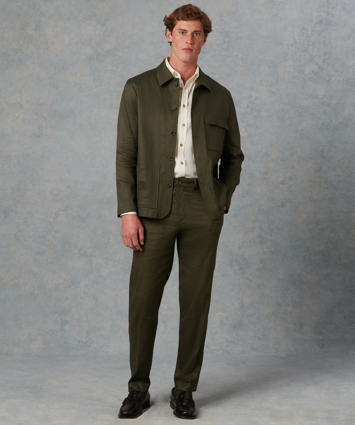 Batch LDN Men's Bottle Green Linen Suit