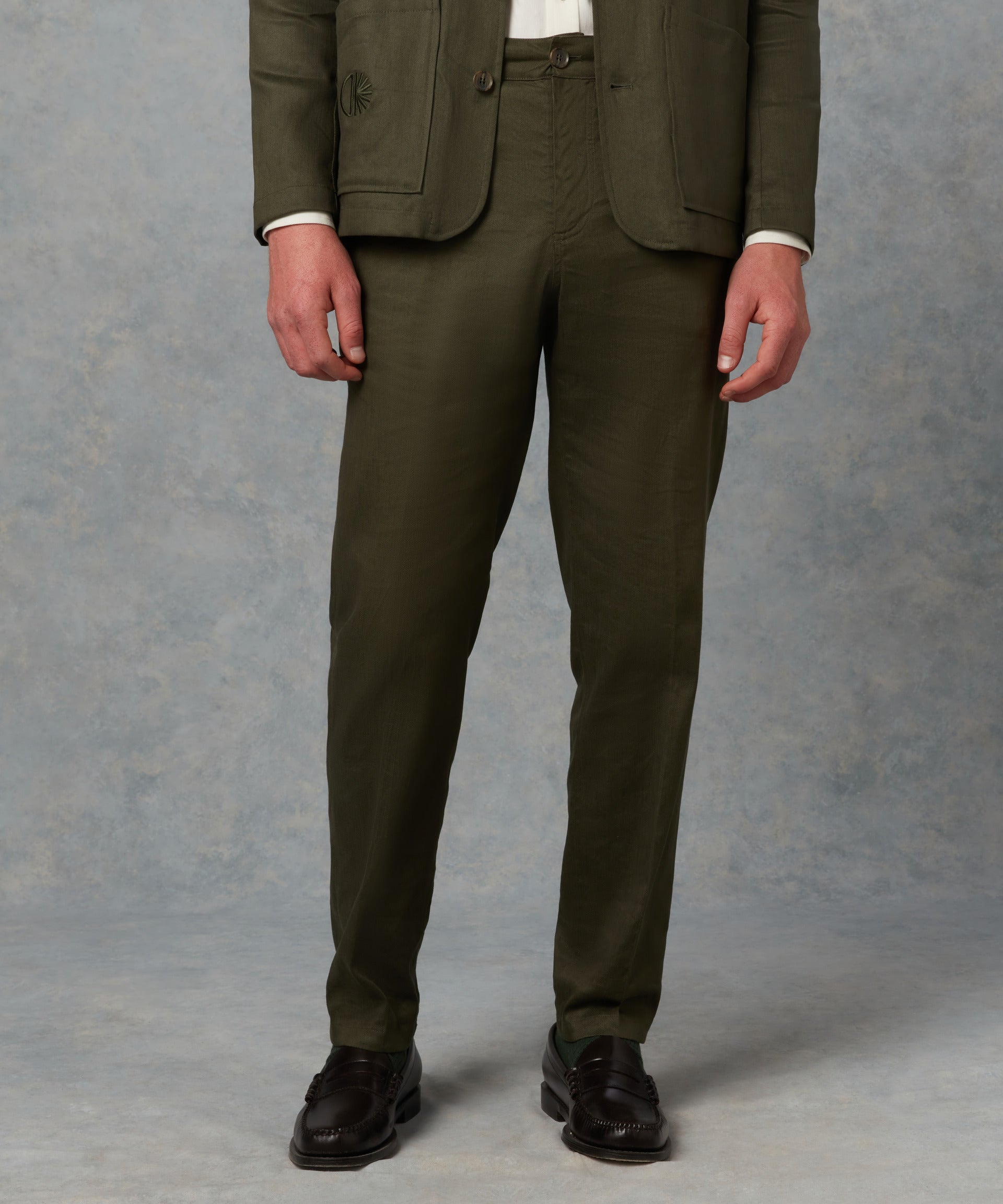Batch LDN Men's Bottle Green Linen Trousers