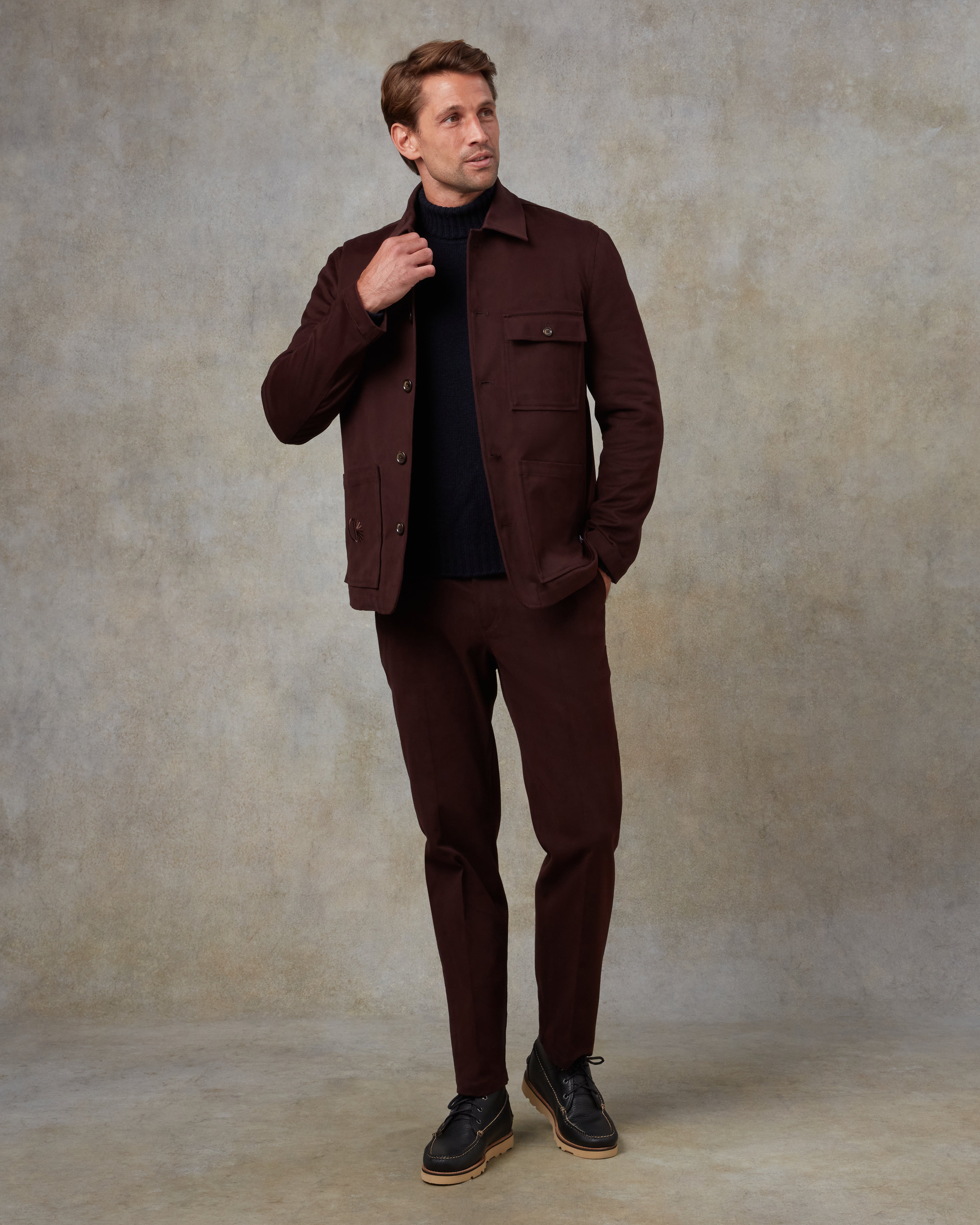 Batch LDN Men's Burgundy Cotton Suit