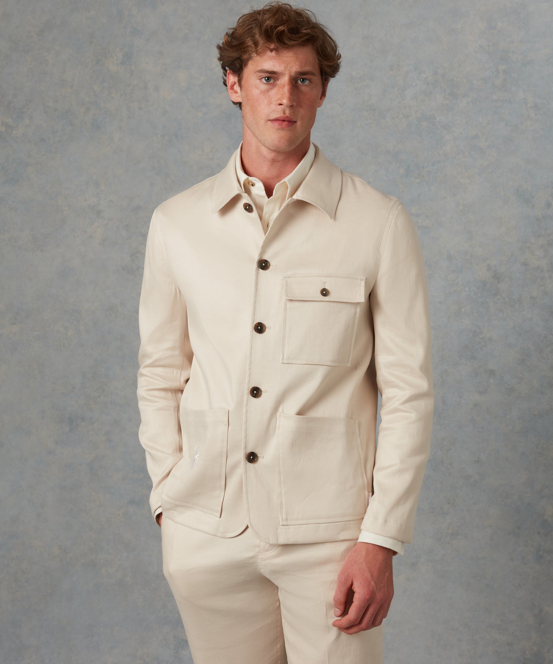 Batch LDN Men's Cream Wool Herringbone Jacket
