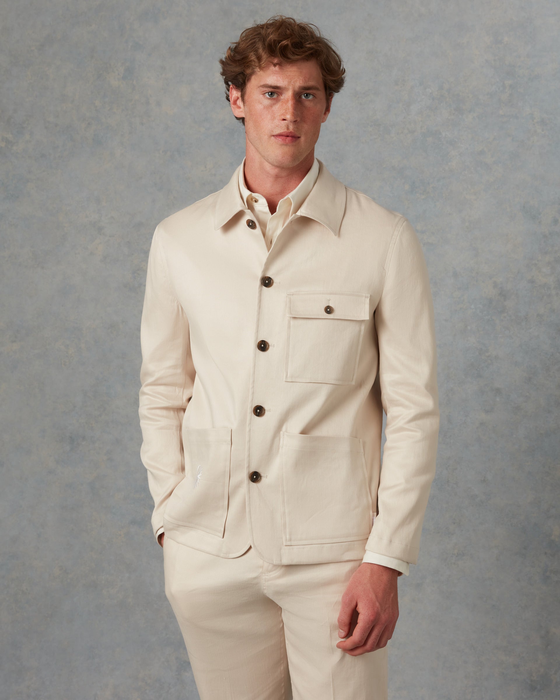 Batch LDN Men's Cream Wool Herringbone Jacket