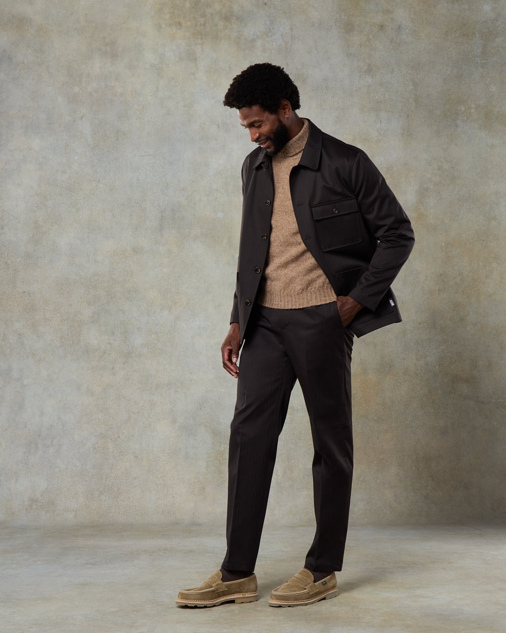 Batch LDN Men's Dark Chocolate Wool Herringbone Suit