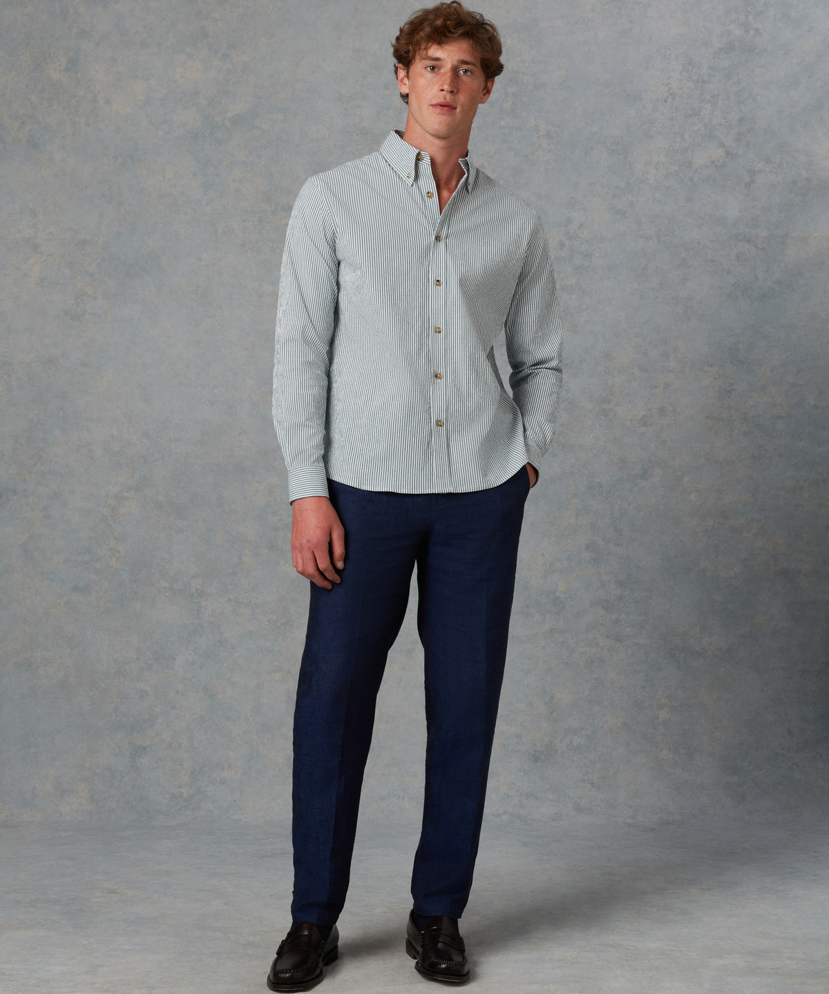 Batch LDN Men's Green Seersucker Shirt