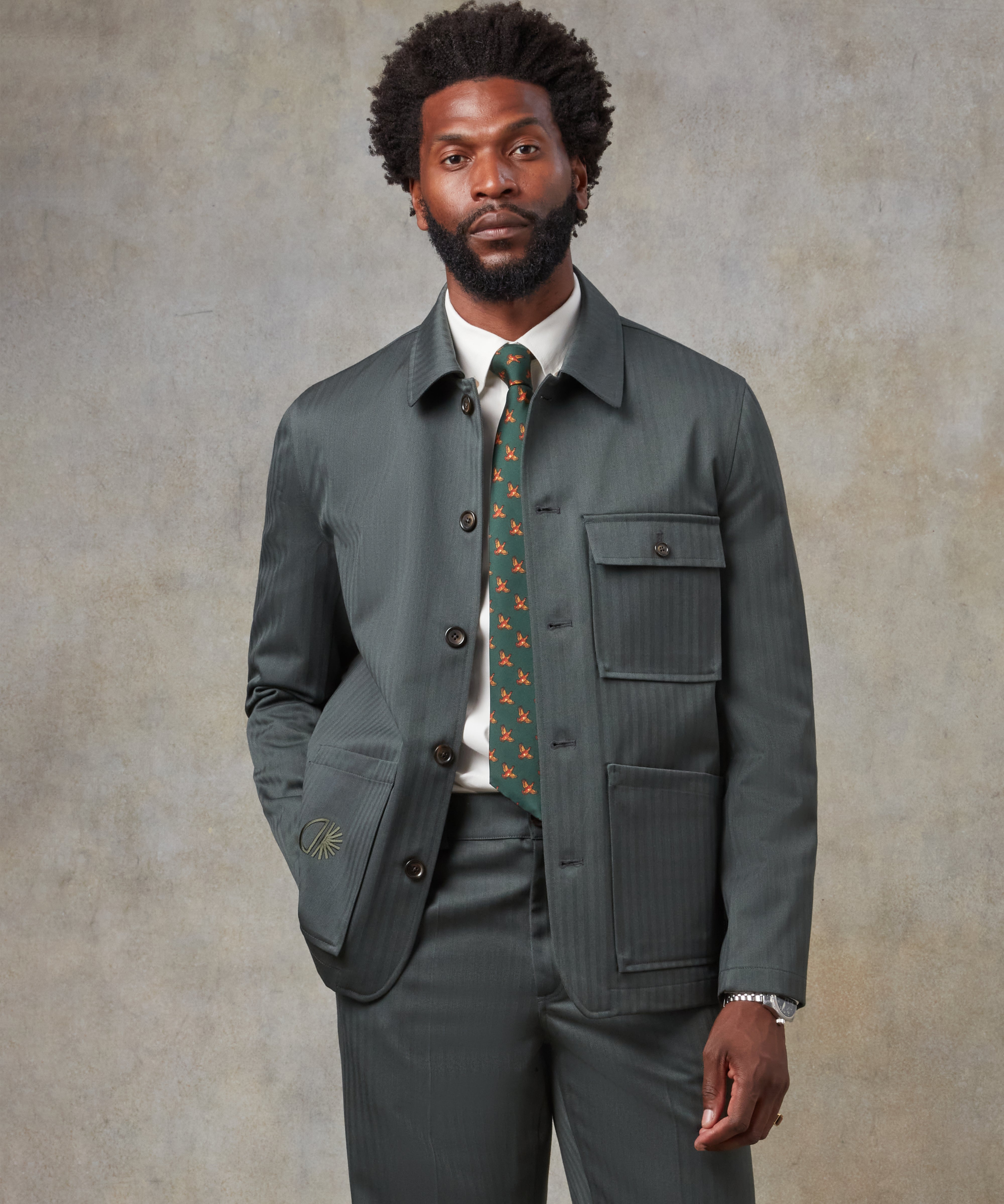 Batch LDN Men's Green Wool Herringbone Jacket