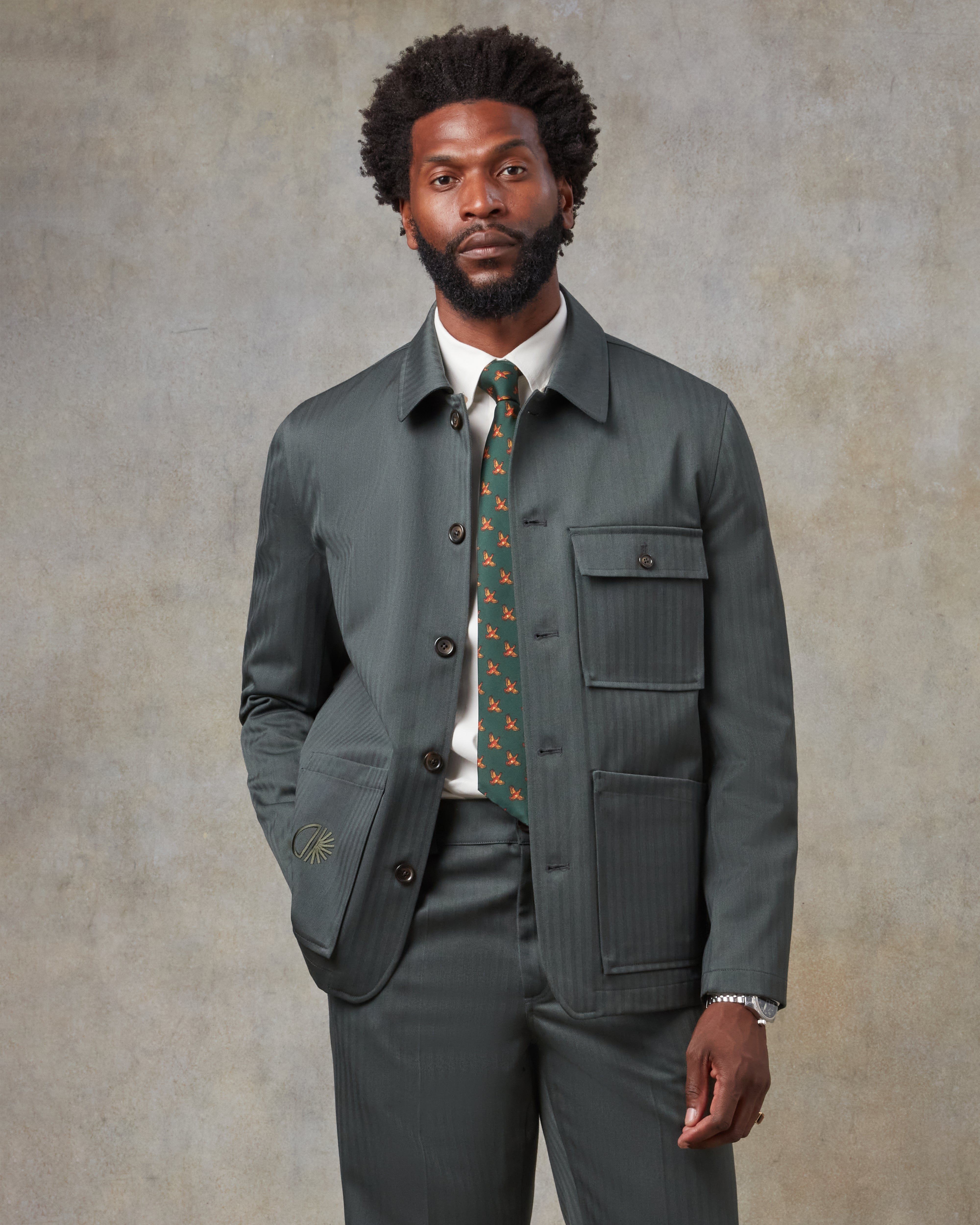 Batch LDN Men's Green Wool Herringbone Jacket