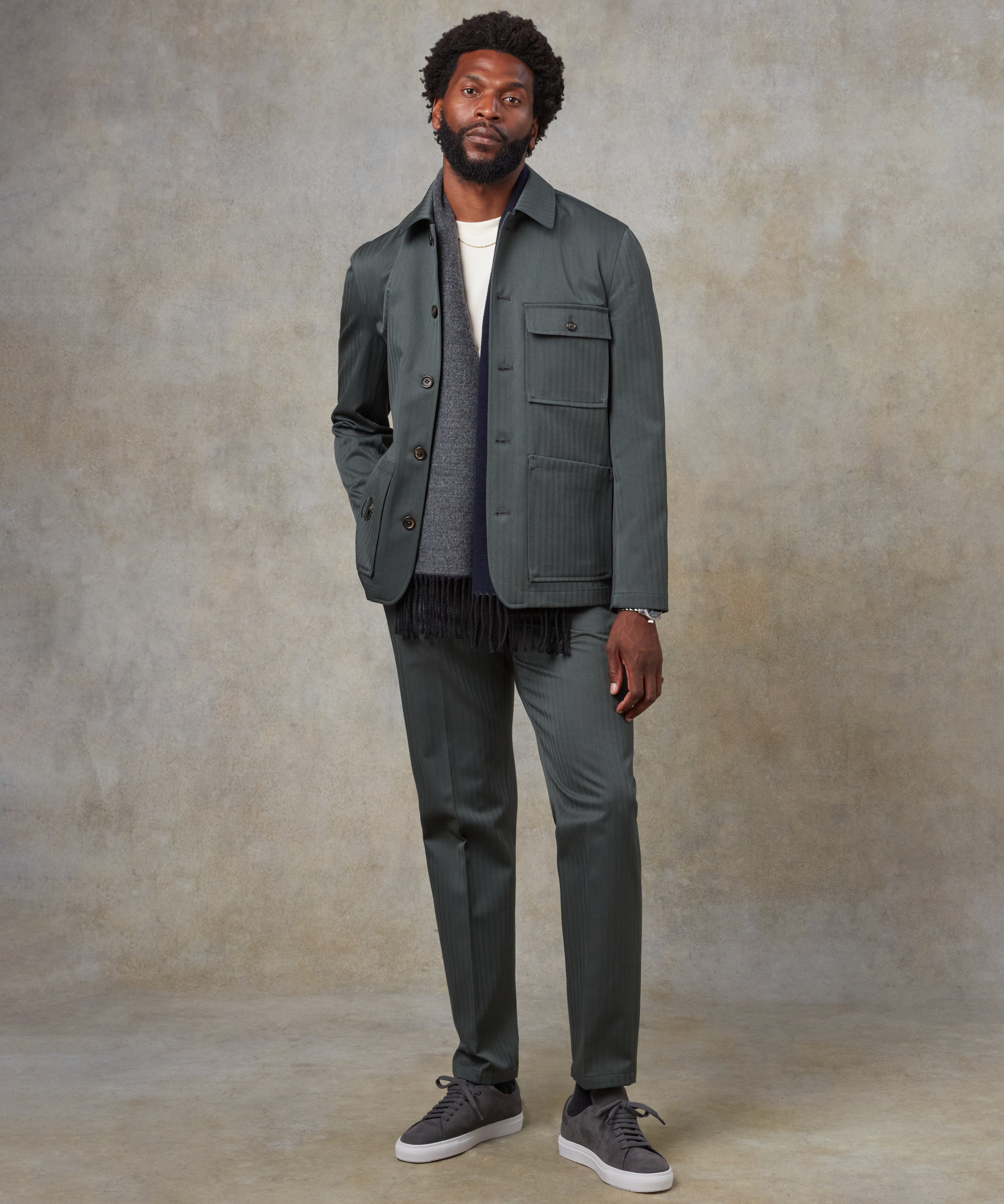 Batch LDN Men's Green Wool Herringbone Suit