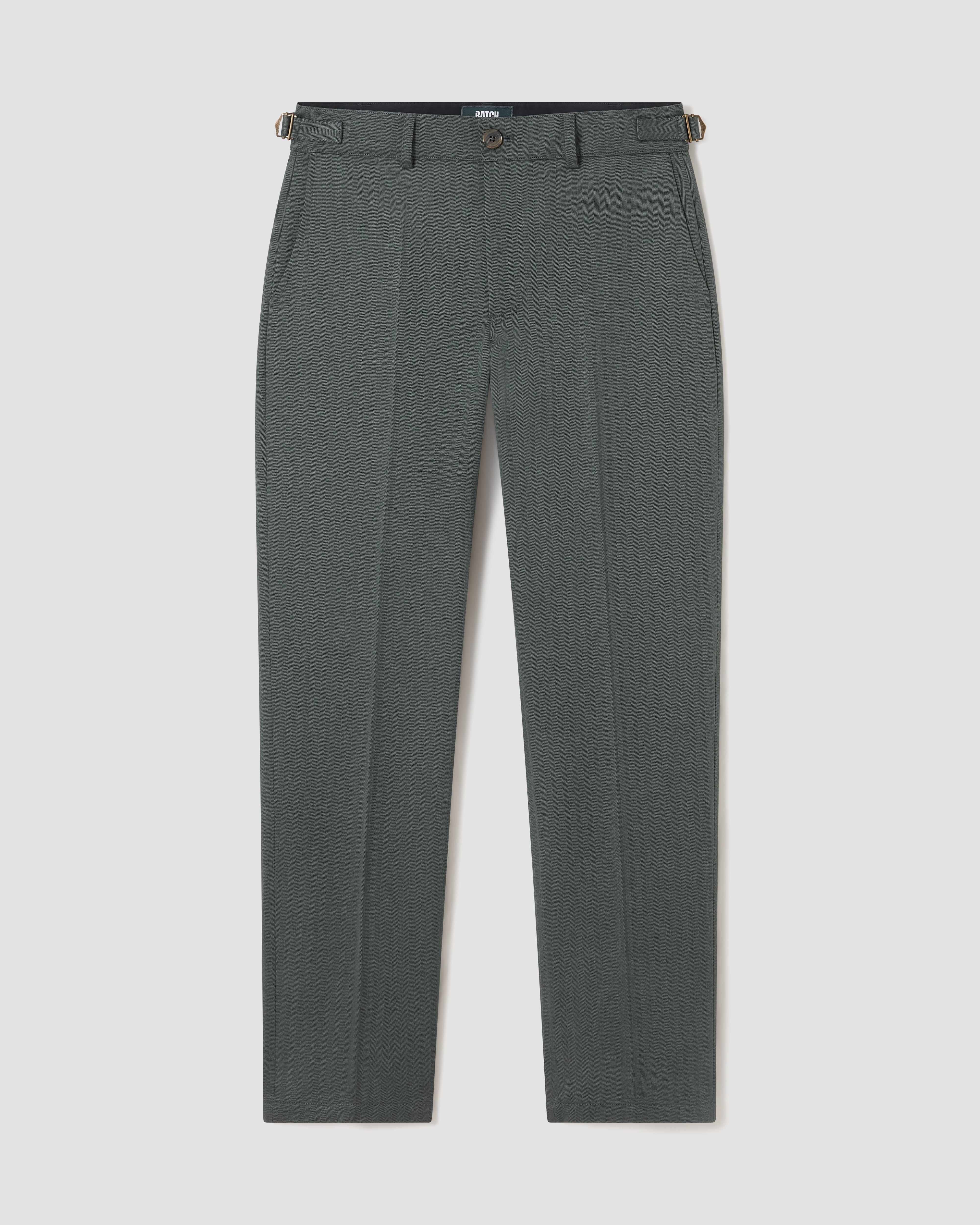 Batch LDN Men's Green Wool Herringbone Trousers