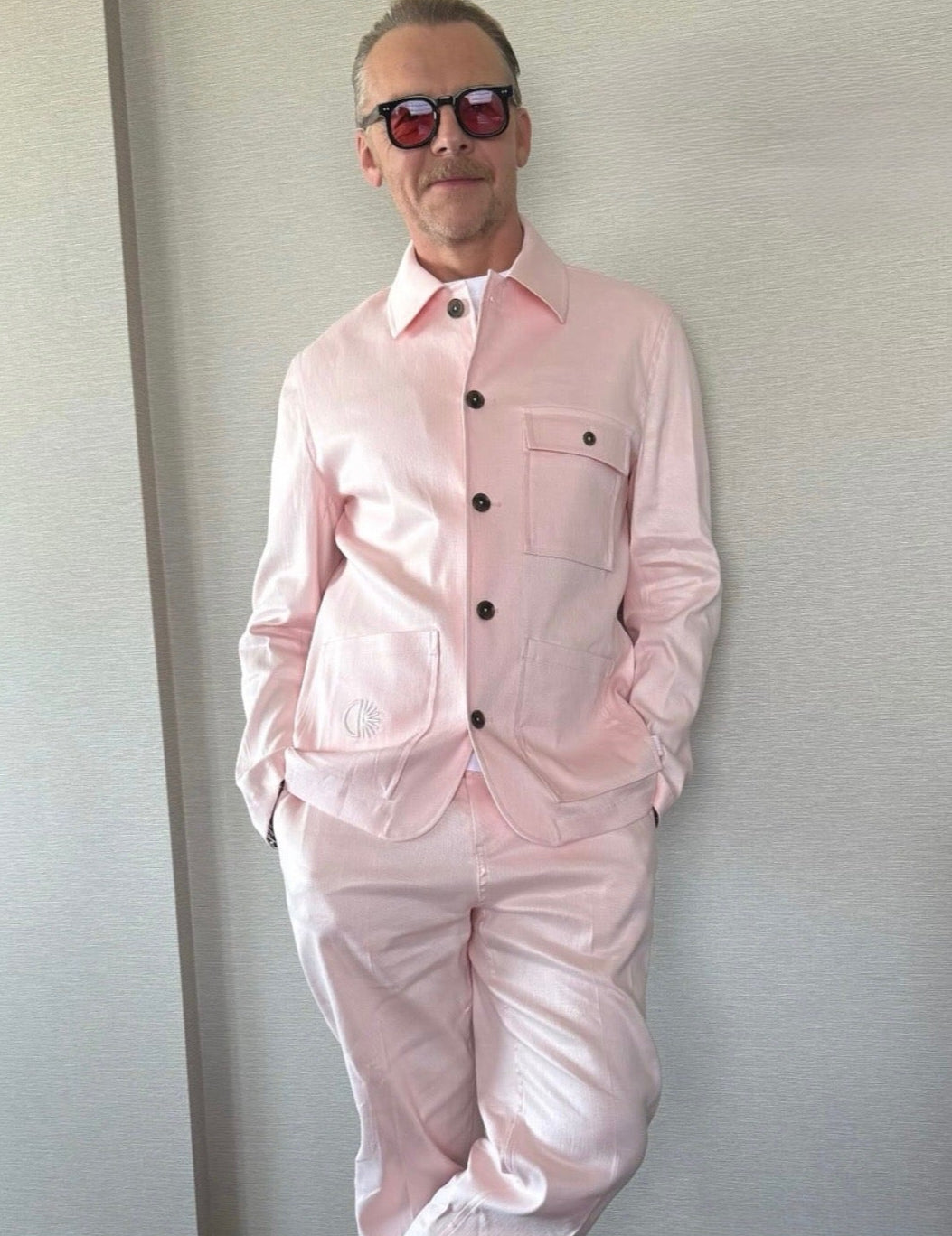 Batch LDN Men's Stone Grey Cotton Suit Simon Pegg
