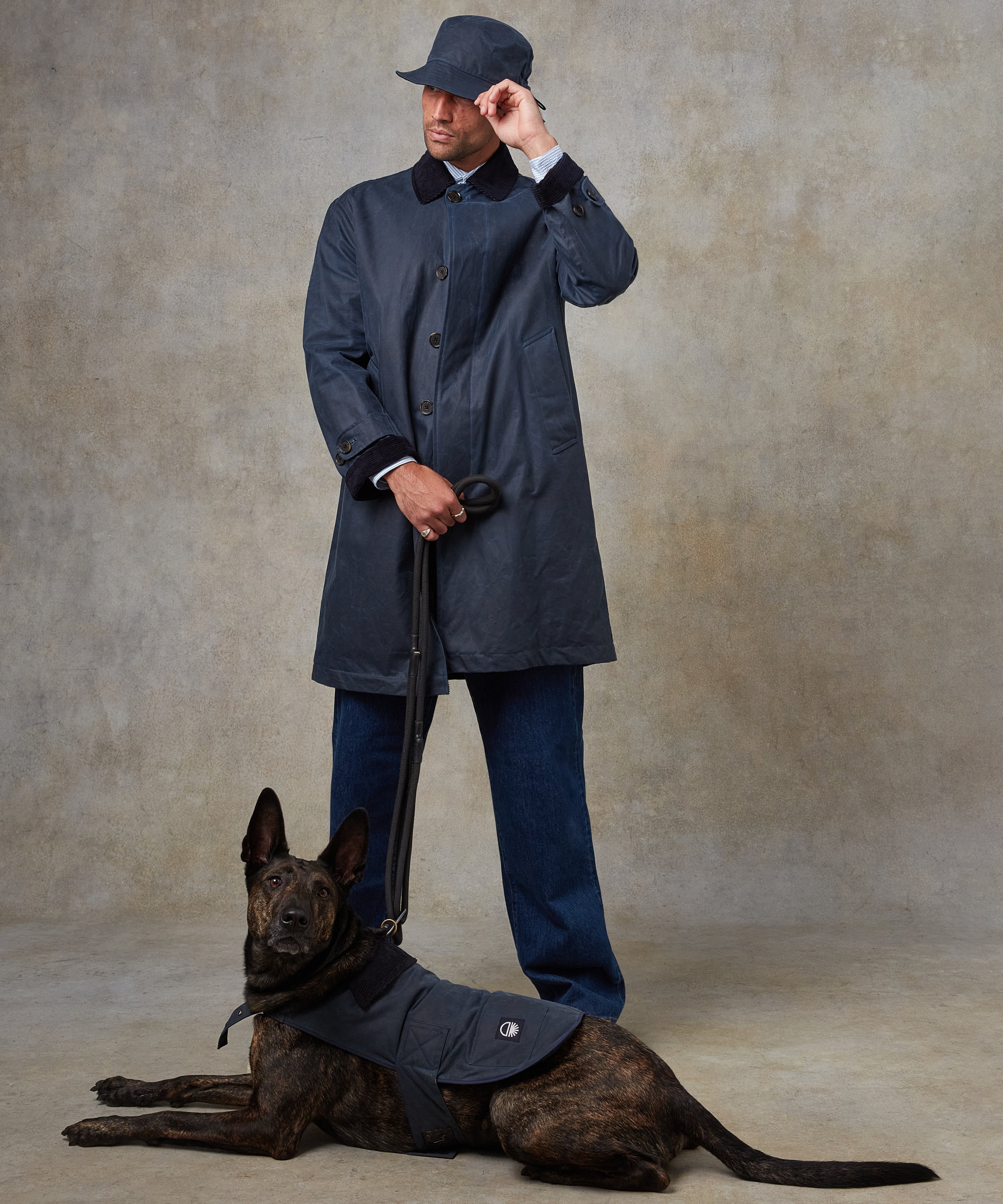 Batch LDN Men's Rich Navy Herringbone Overcoat