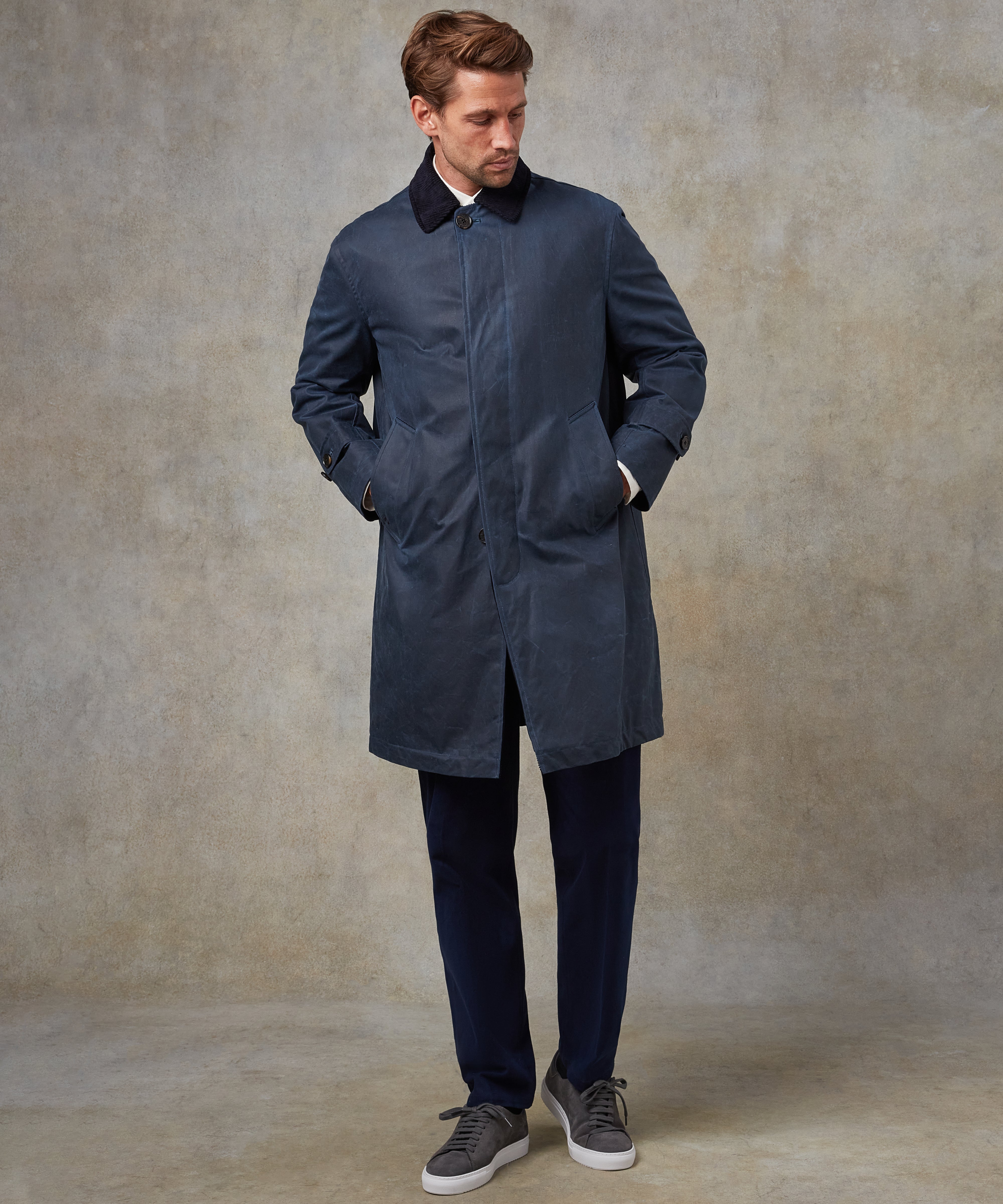 Batch LDN Men's Rich Navy Herringbone Overcoat
