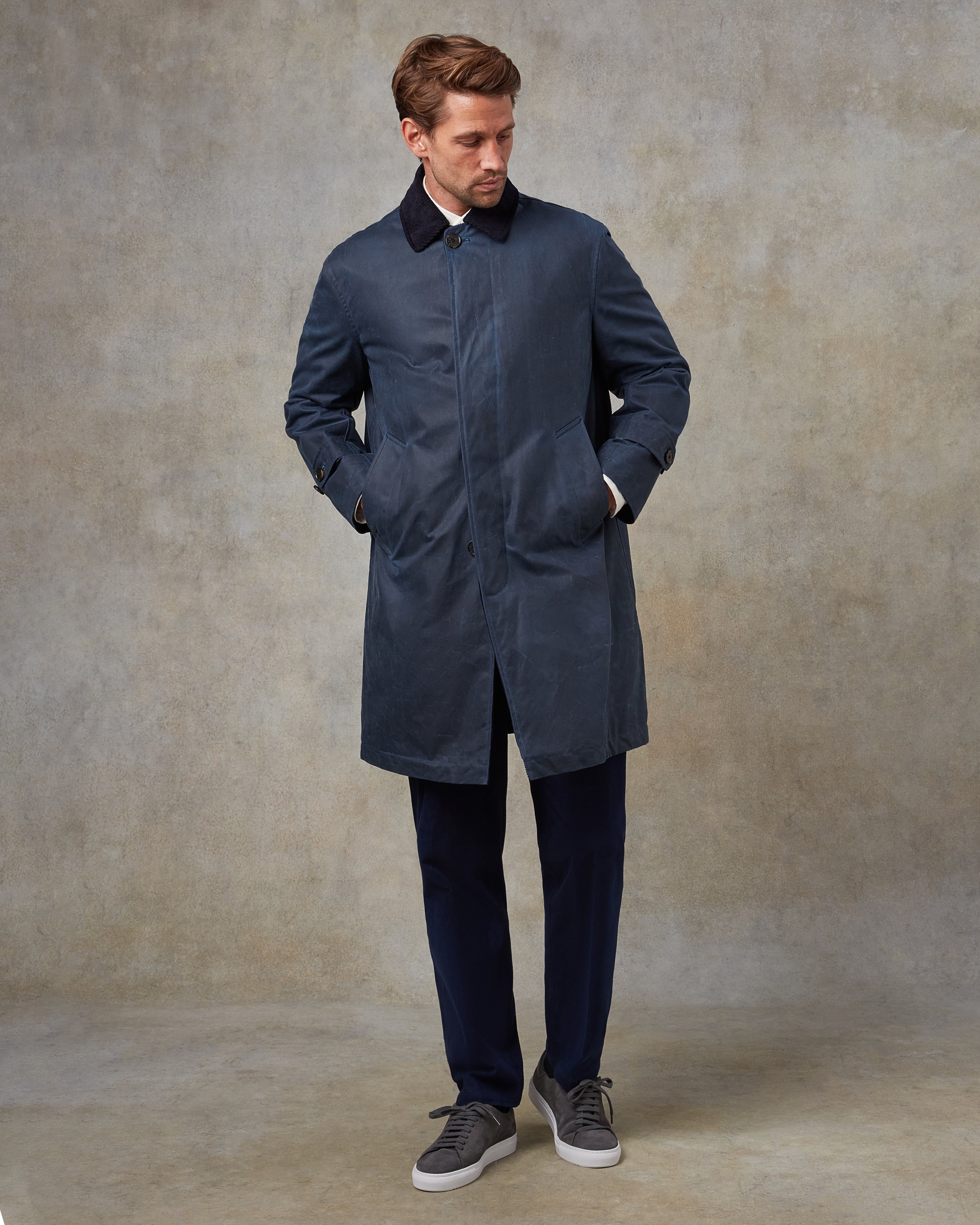 Batch LDN Men's Rich Navy Herringbone Overcoat