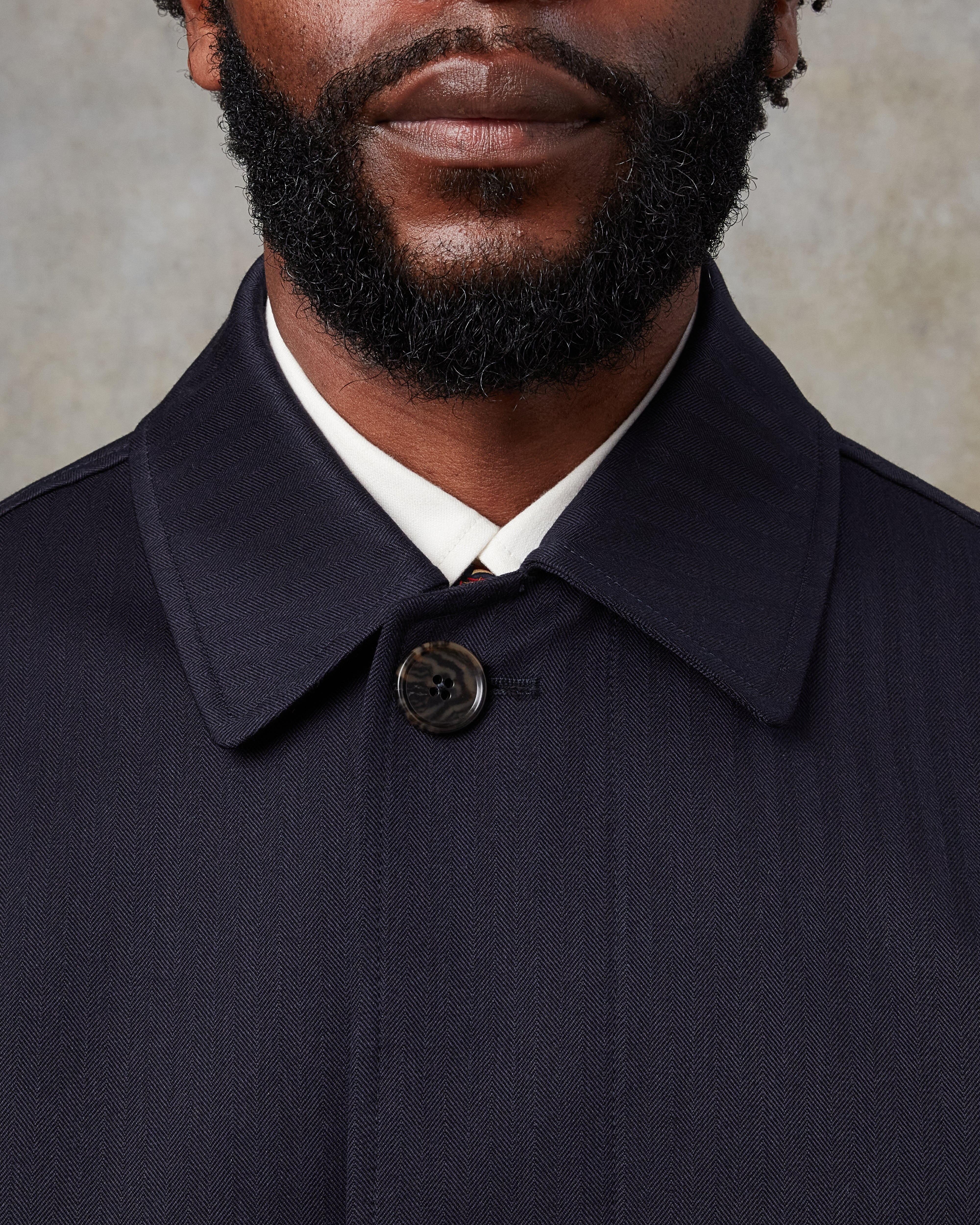 Batch LDN Men's Rich Navy Herringbone Overcoat