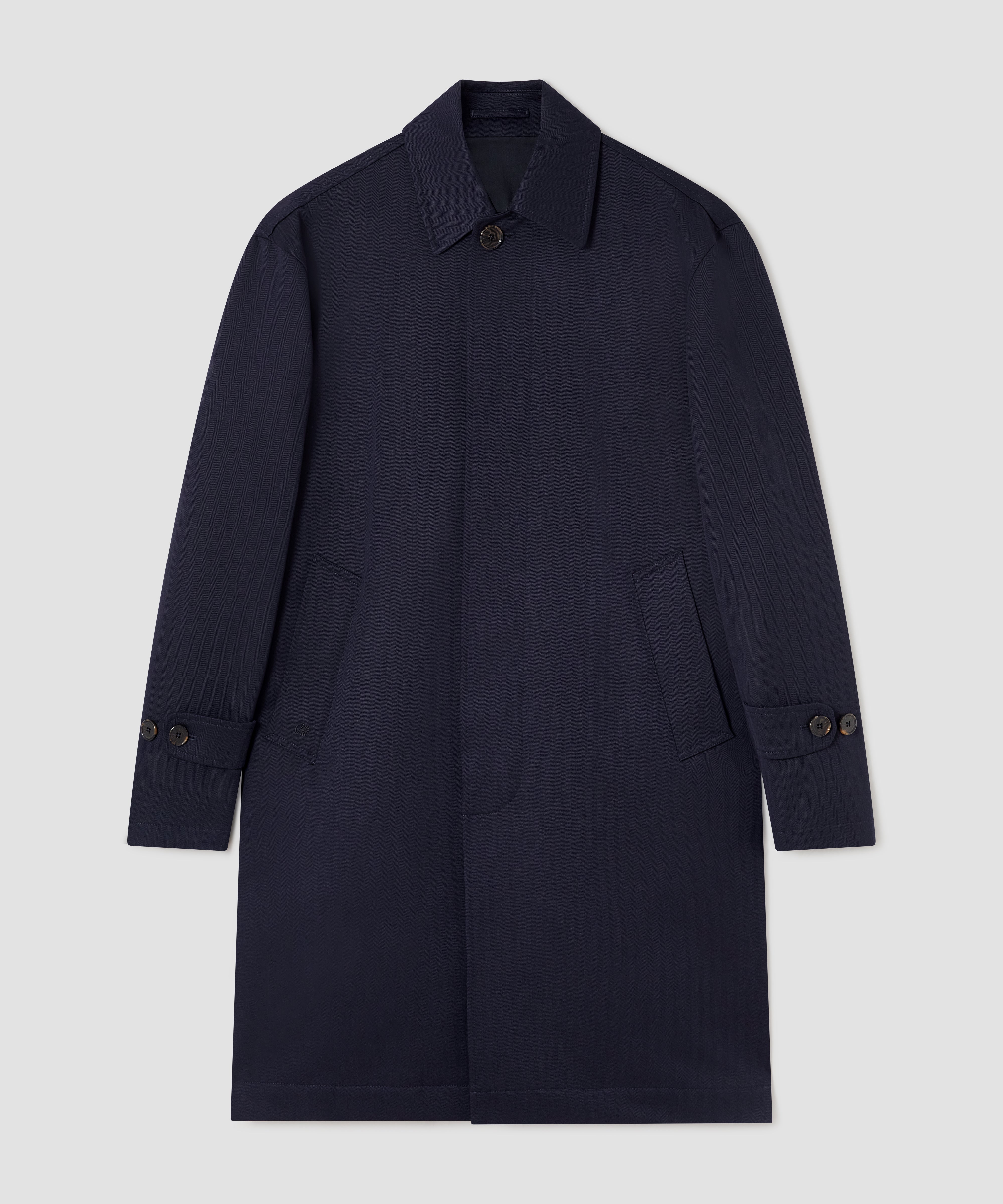 Batch LDN Men's Rich Navy Herringbone Overcoat