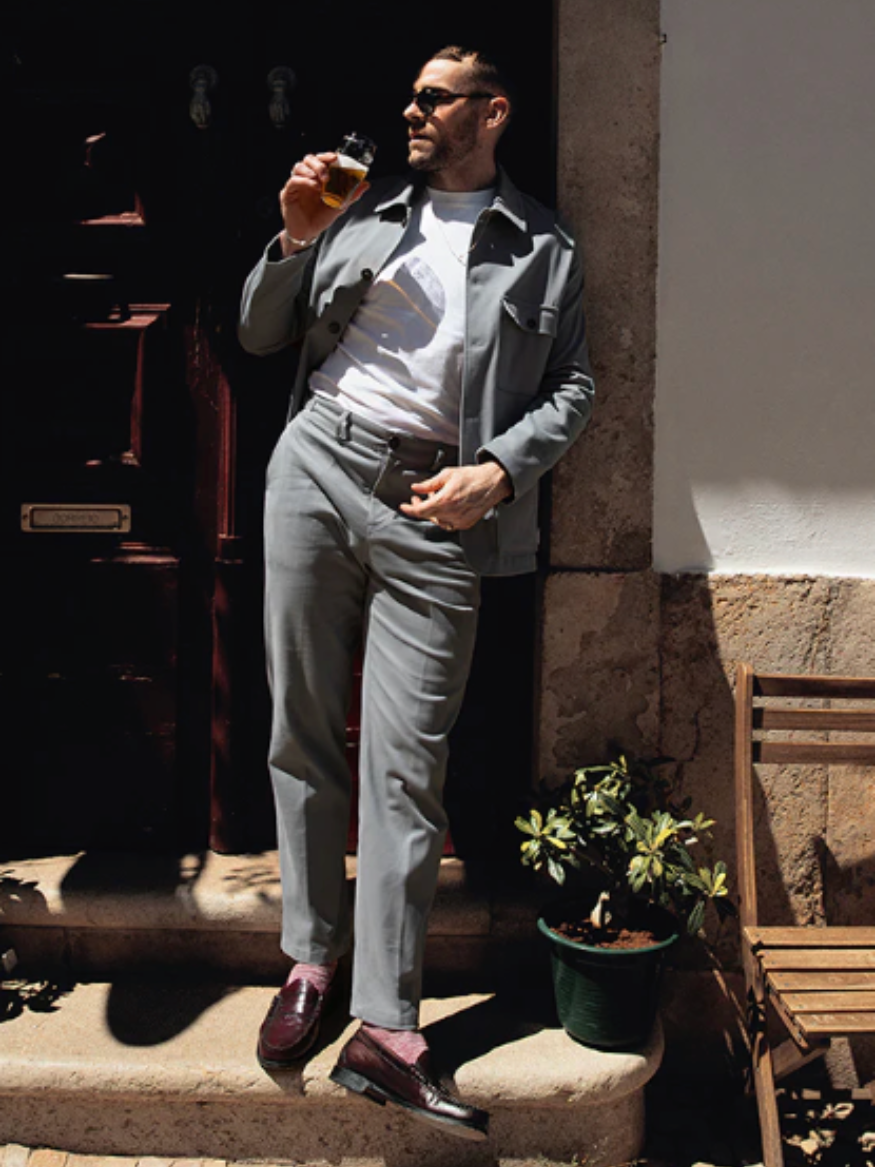 Batch LDN Men's Stone Grey Cotton Suit