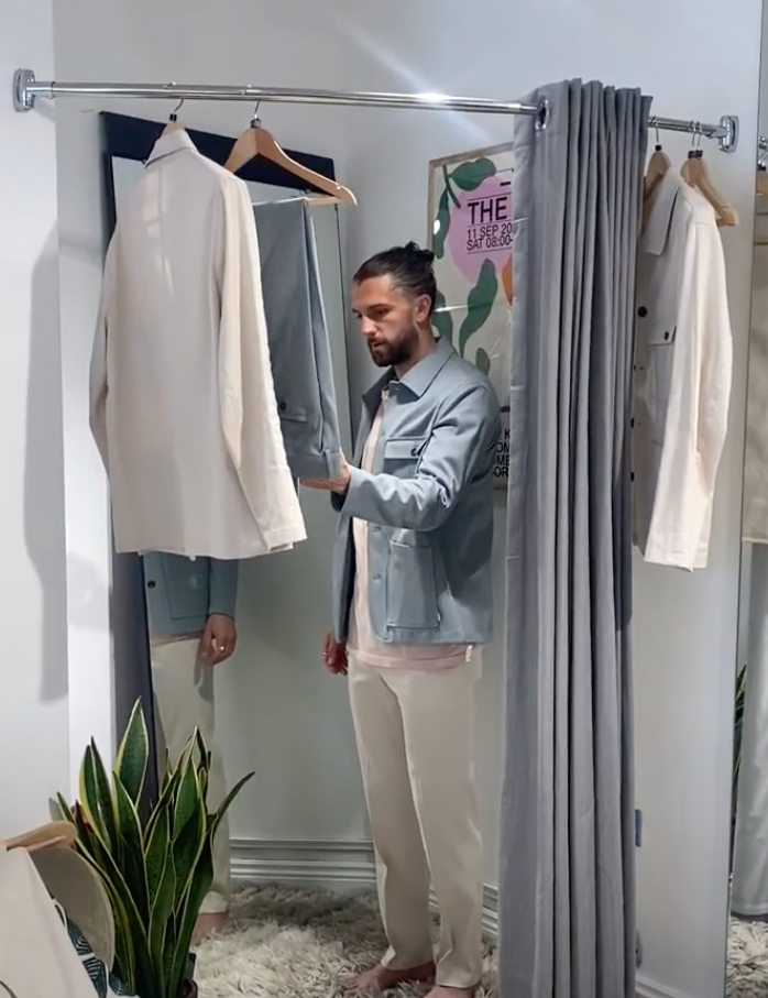 Batch LDN Men's Stone Grey Cotton Suit Jay Rodriguez