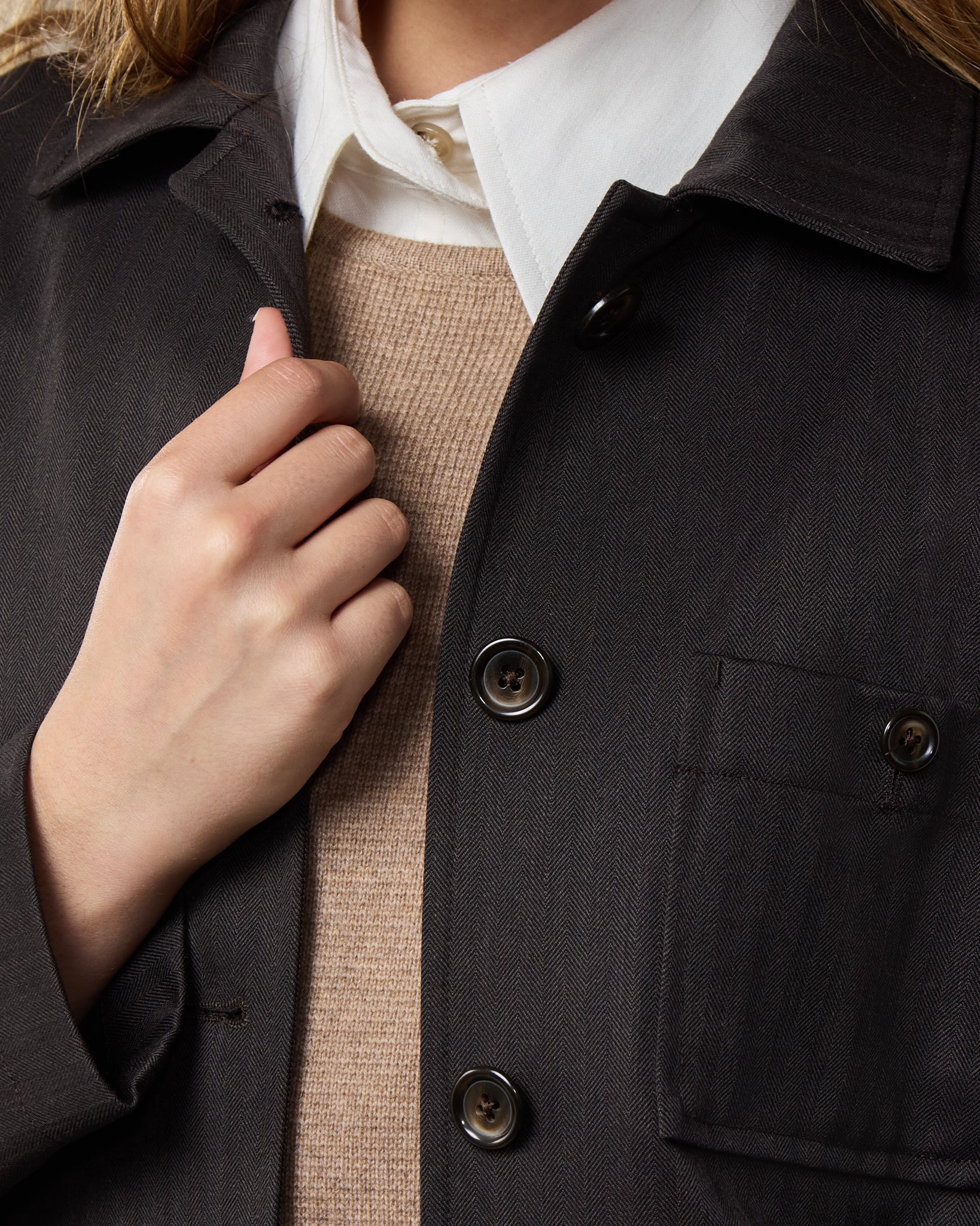 Batch LDN Women's Dark Chocolate Wool Herringbone Jacket