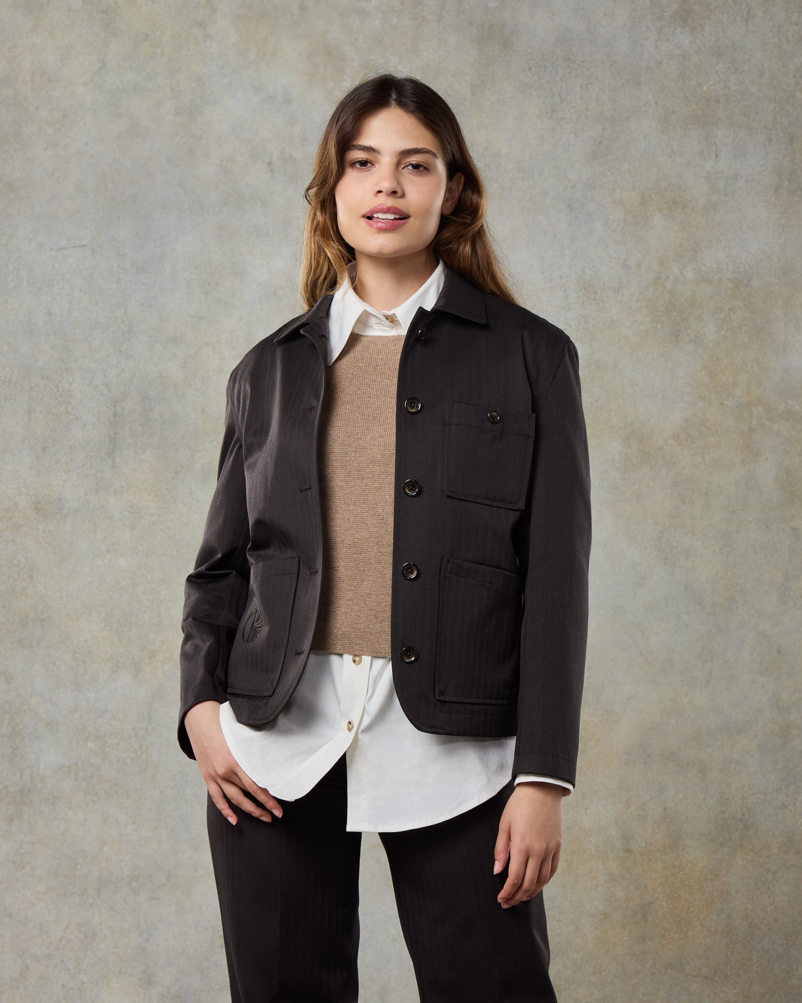 Batch LDN Women's Dark Chocolate Wool Herringbone Jacket