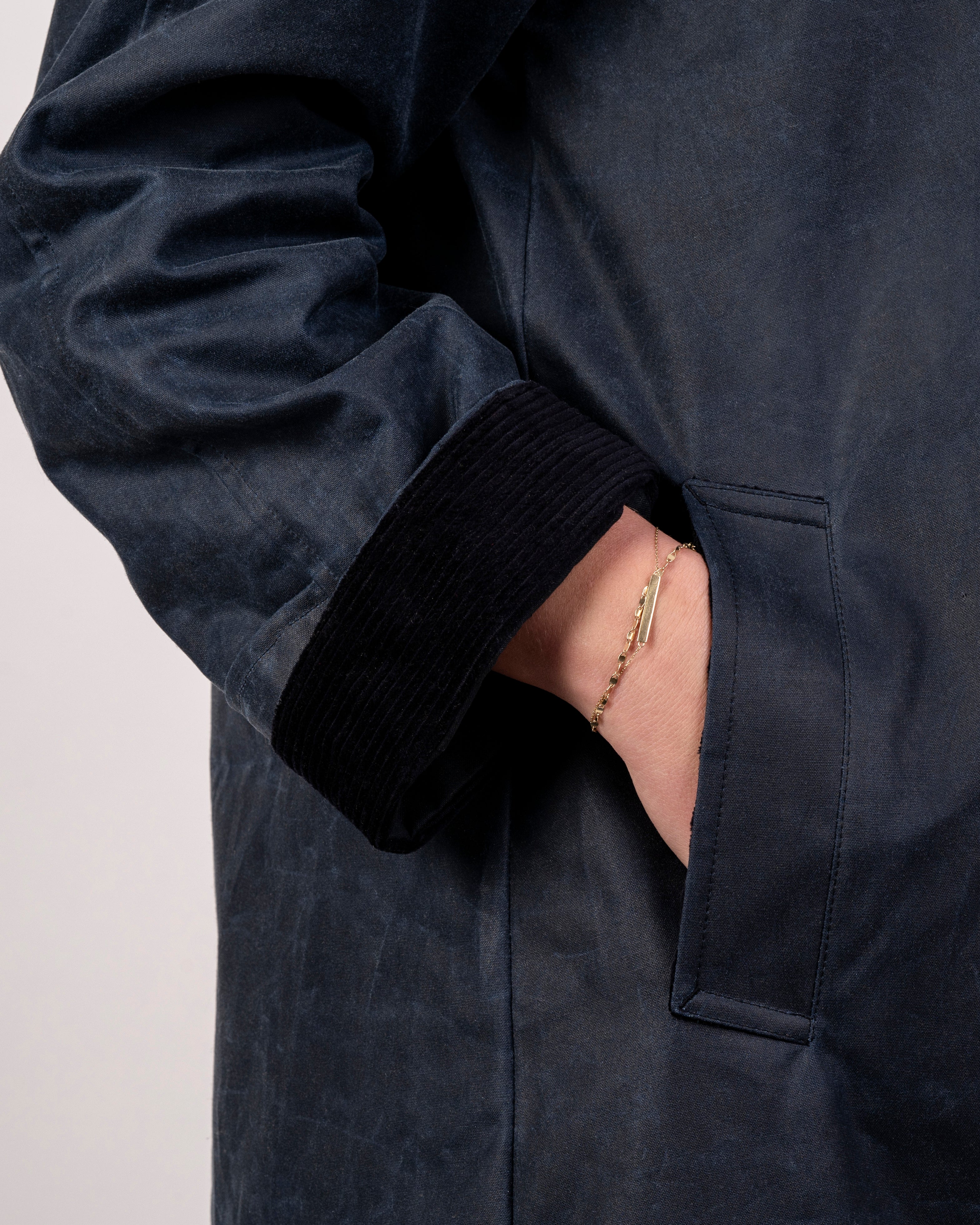 Batch LDN Women's Navy Waxed Canvas Overcoat