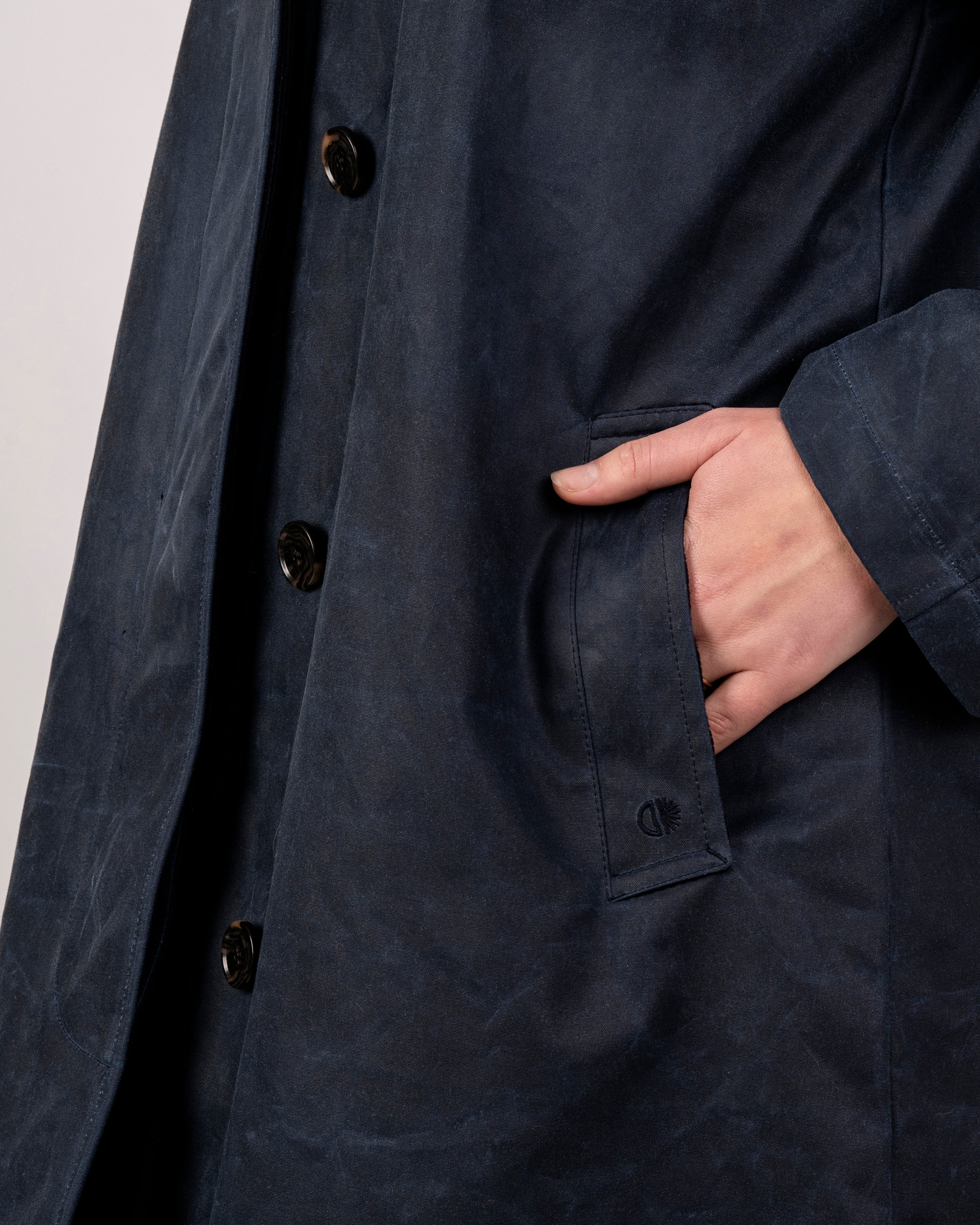 Batch LDN Women's Navy Waxed Canvas Overcoat