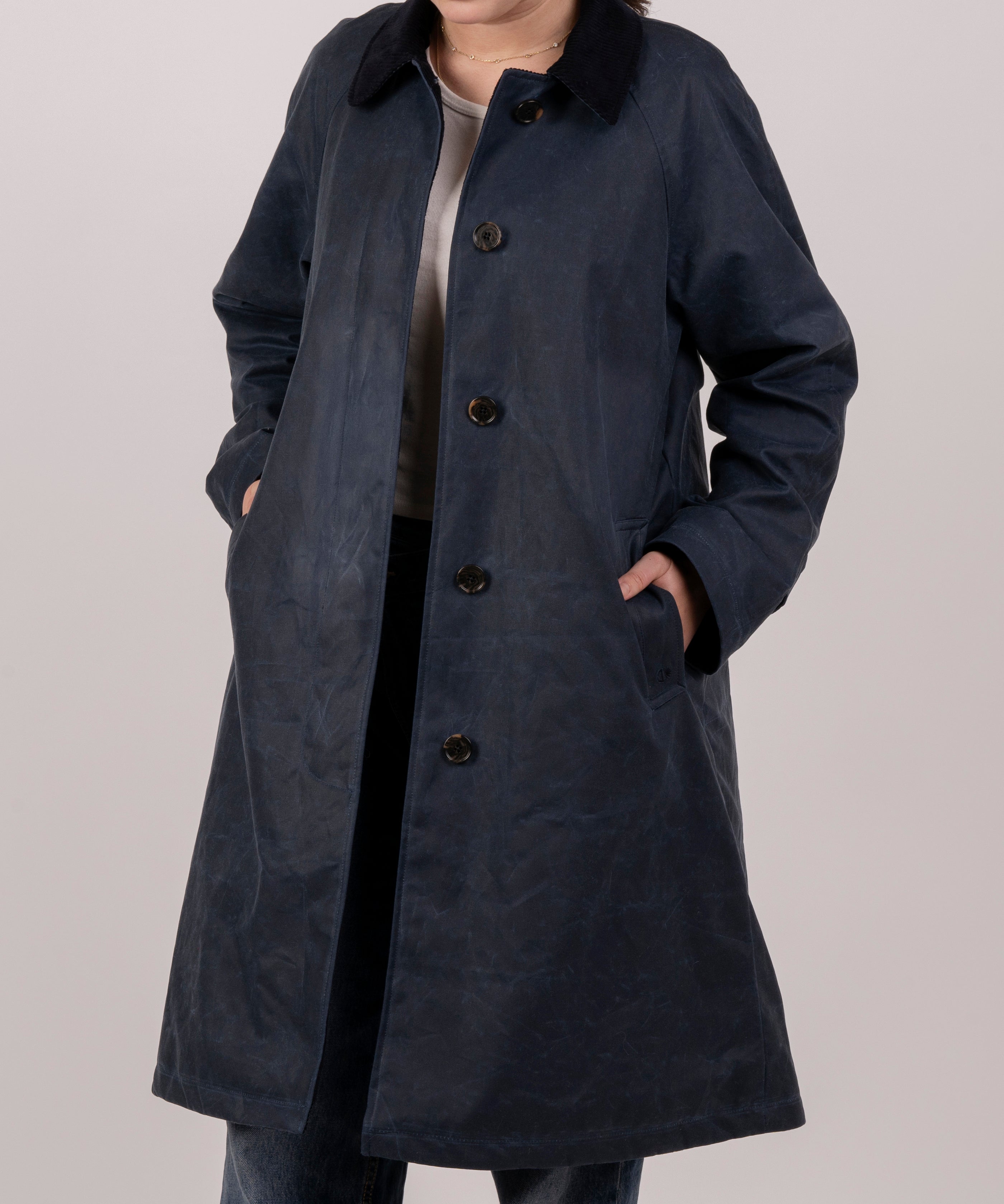 Batch LDN Women's Navy Waxed Canvas Overcoat