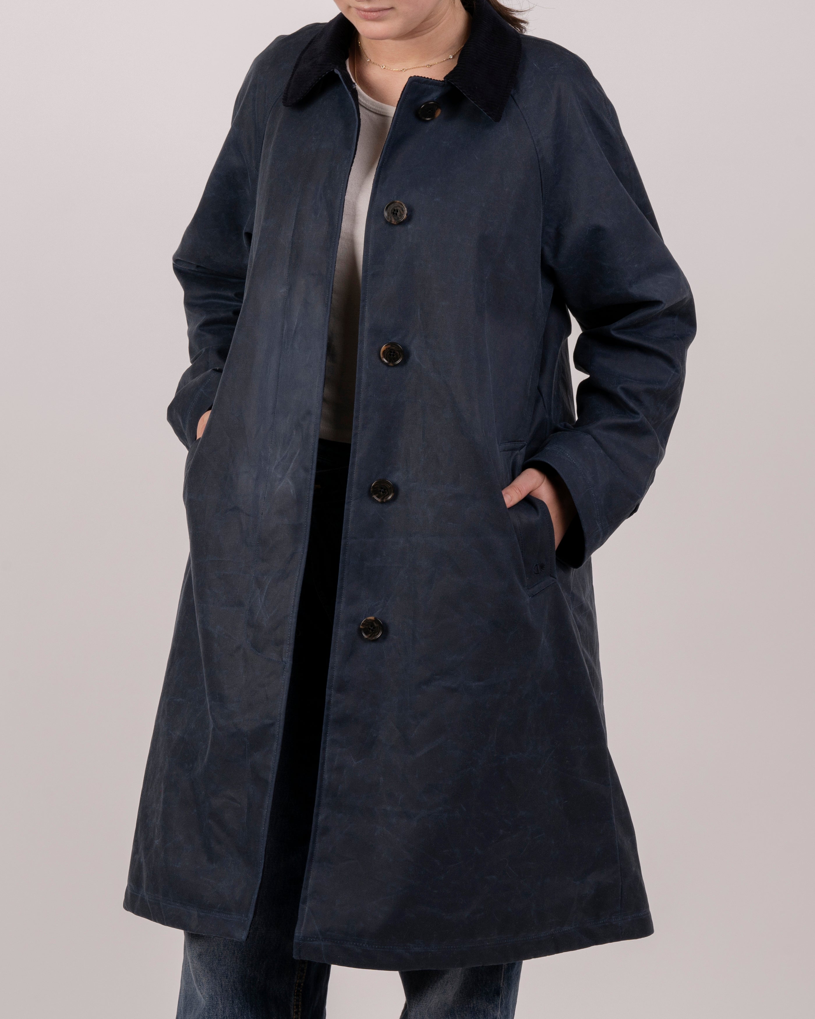 Batch LDN Women's Navy Waxed Canvas Overcoat