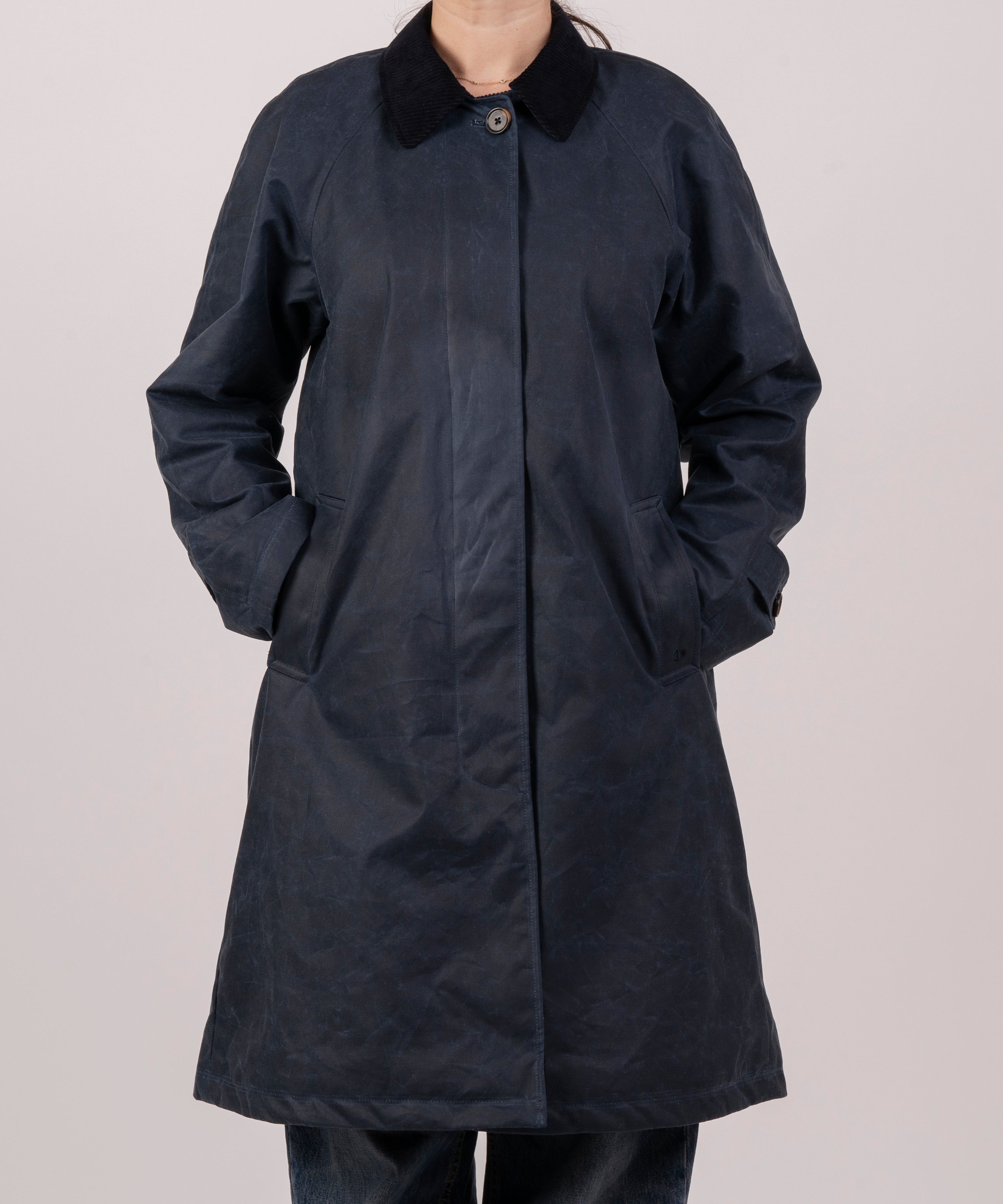 Batch LDN Women's Navy Waxed Canvas Overcoat