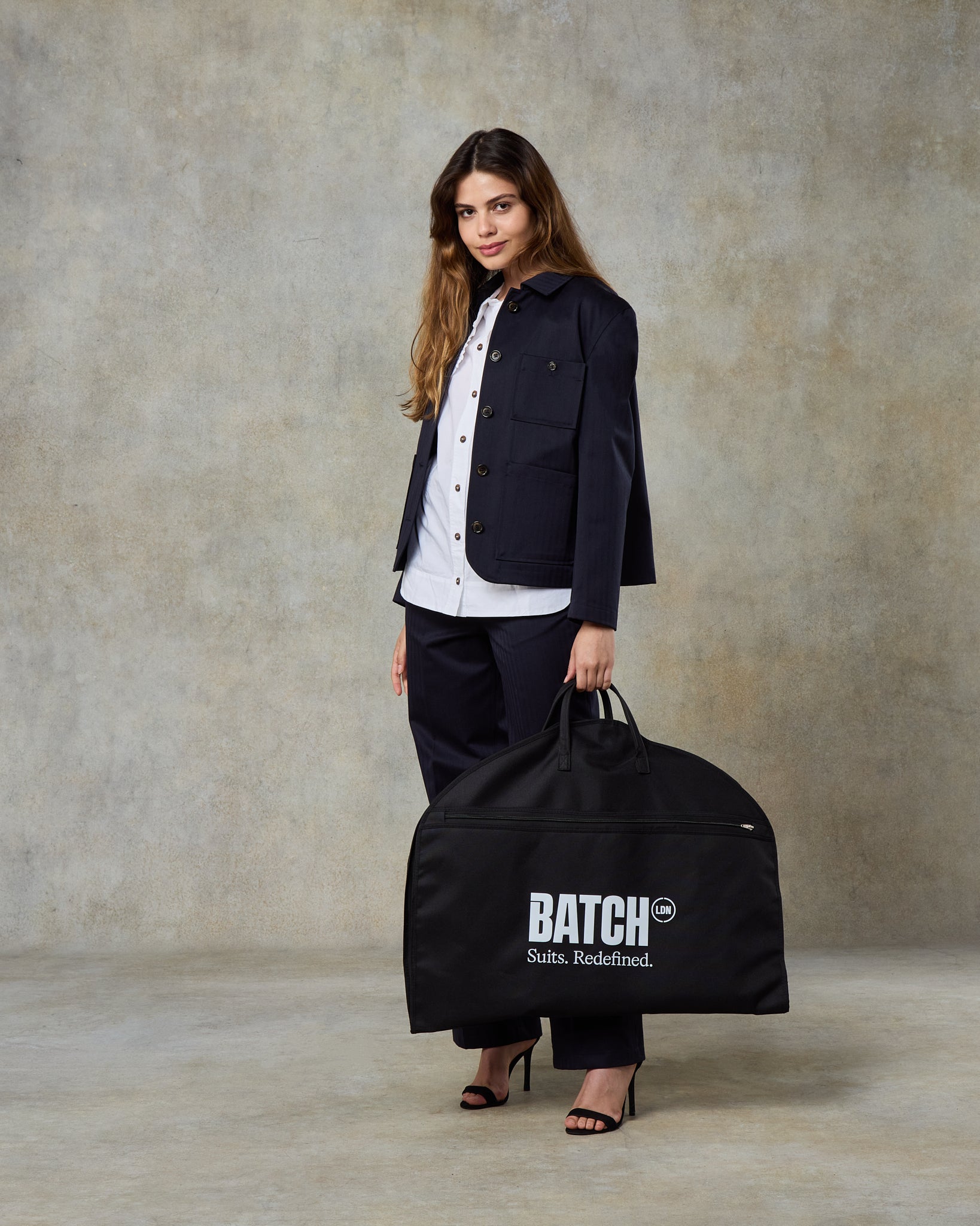 Batch LDN Women's Rich Navy Wool Herringbone Jacket