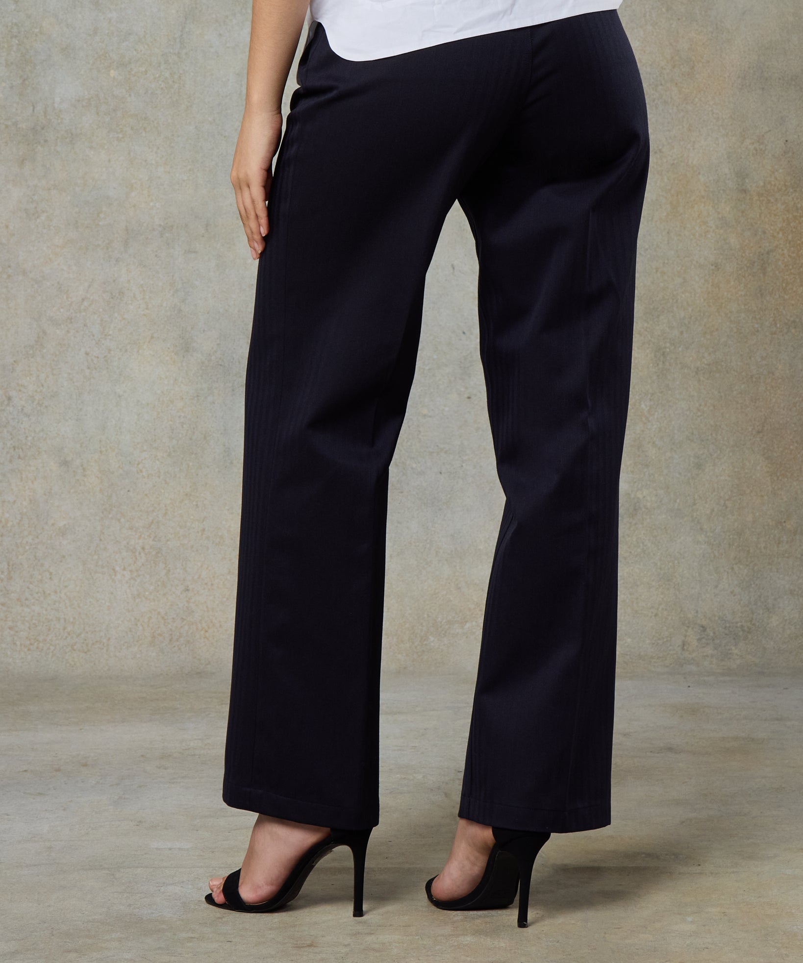 Batch LDN Women's Rich Navy Wool Herringbone Trousers