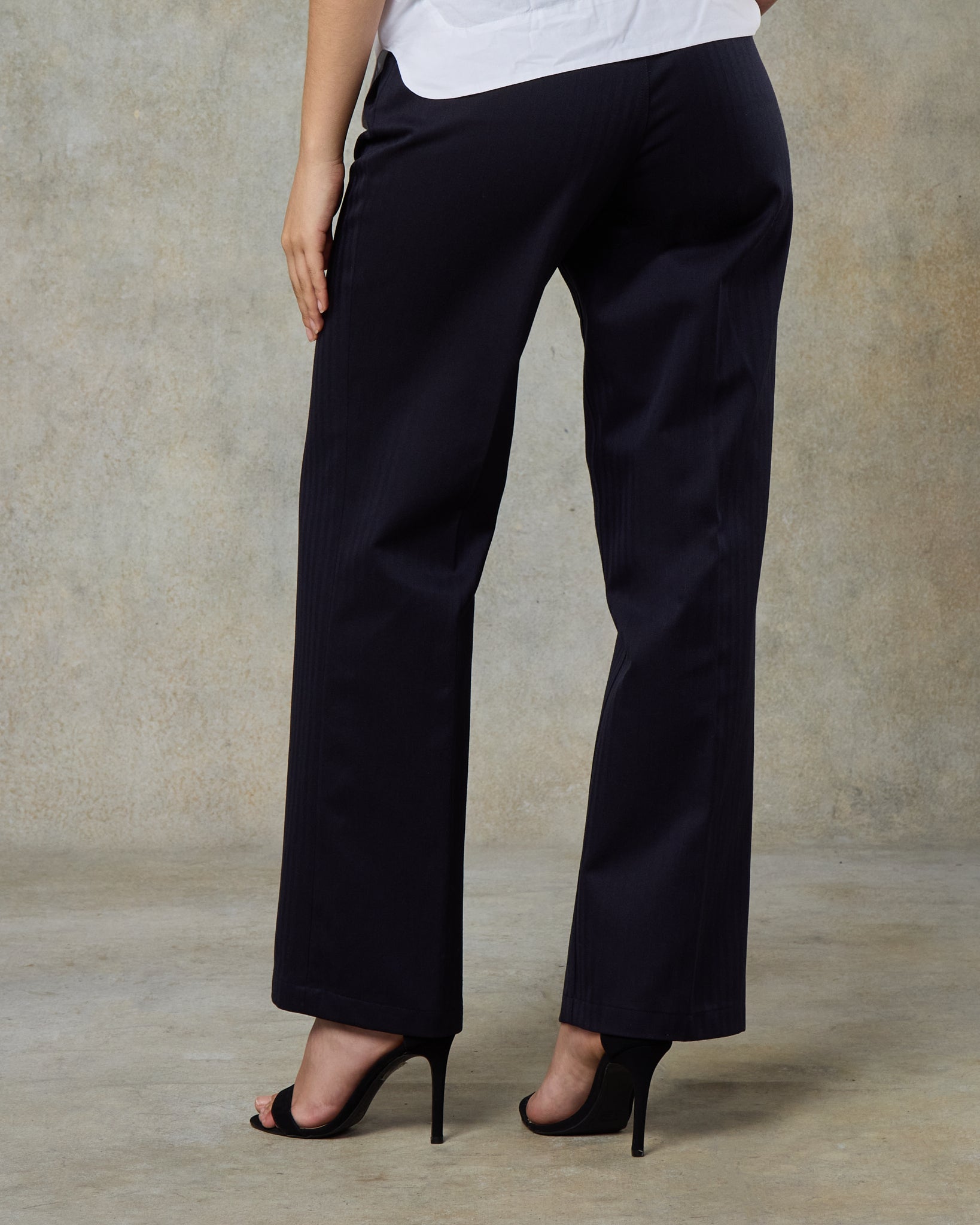 Batch LDN Women's Rich Navy Wool Herringbone Trousers