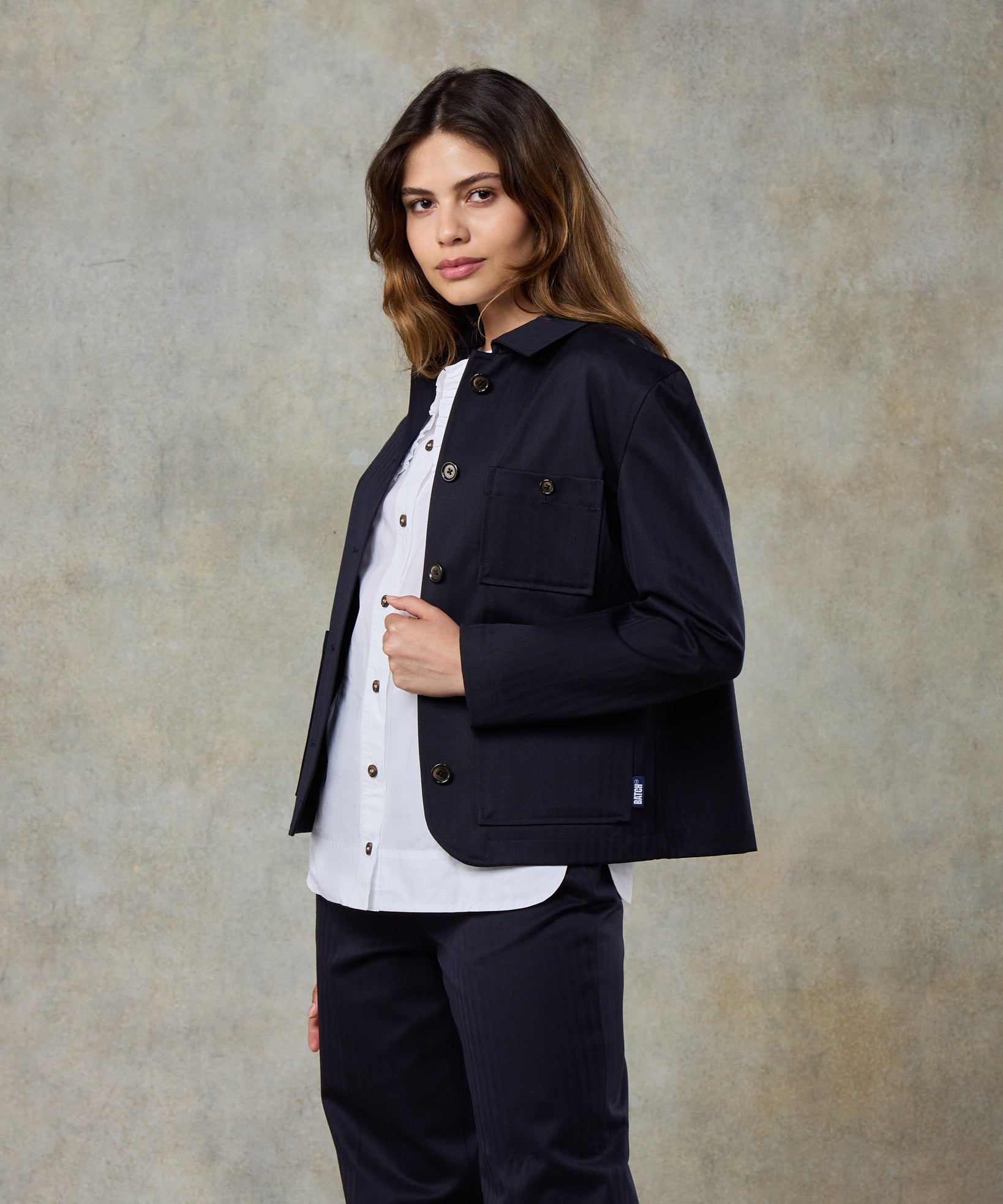 Batch LDN Women's Rich Navy Wool Herringbone Trousers
