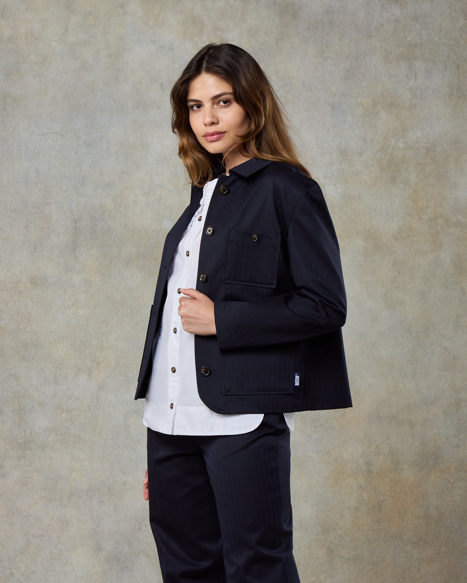 Batch LDN Women's Rich Navy Wool Herringbone Trousers